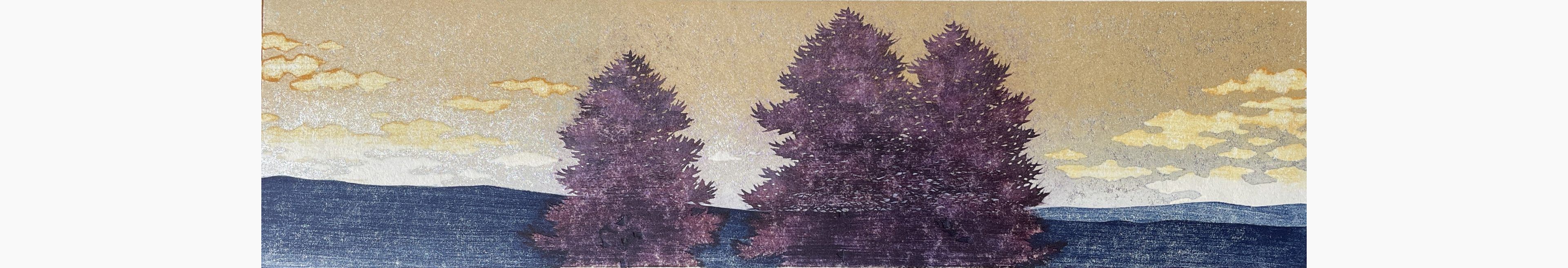 Original woodblock print - Hajime Namiki - Tree scene 73