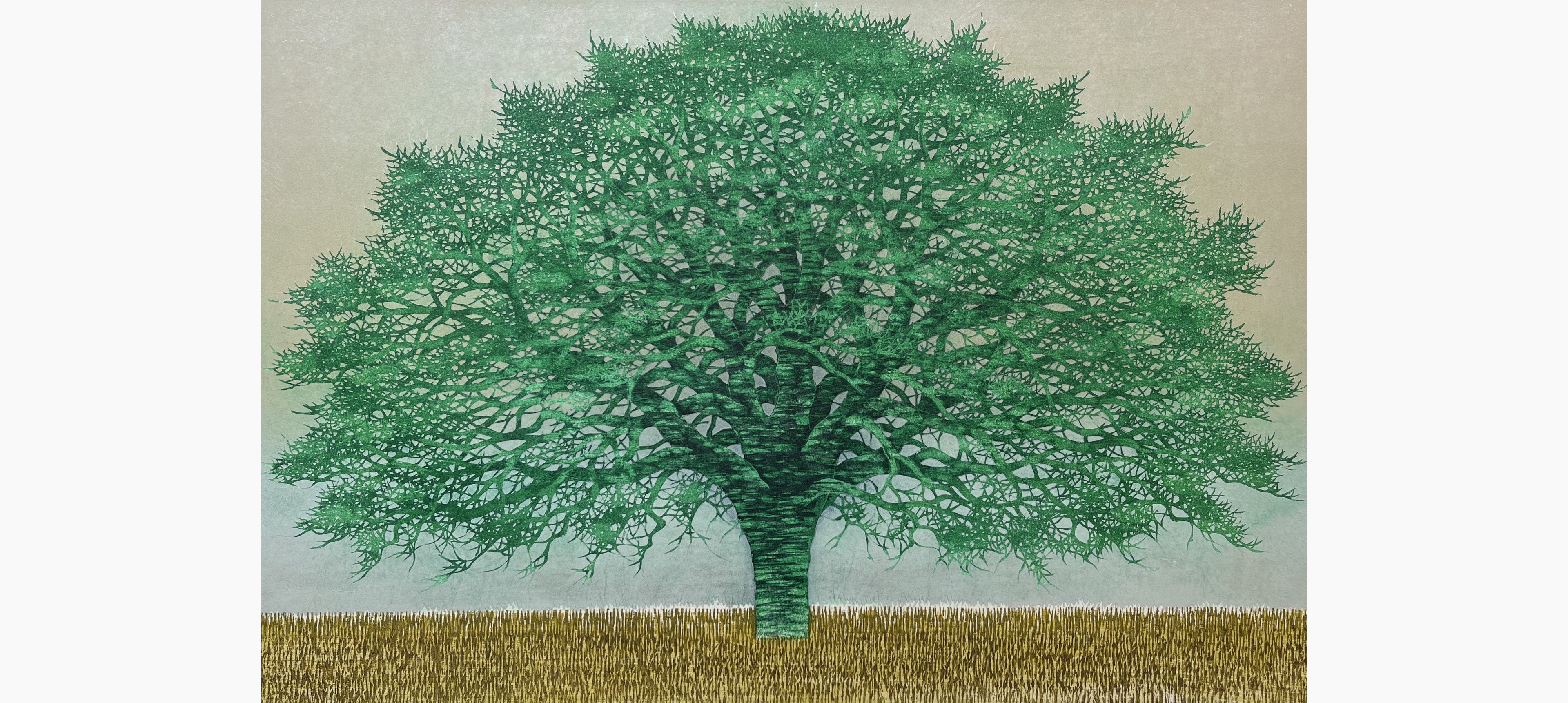 Original woodblock print - Hajime Namiki - Tree scene 84