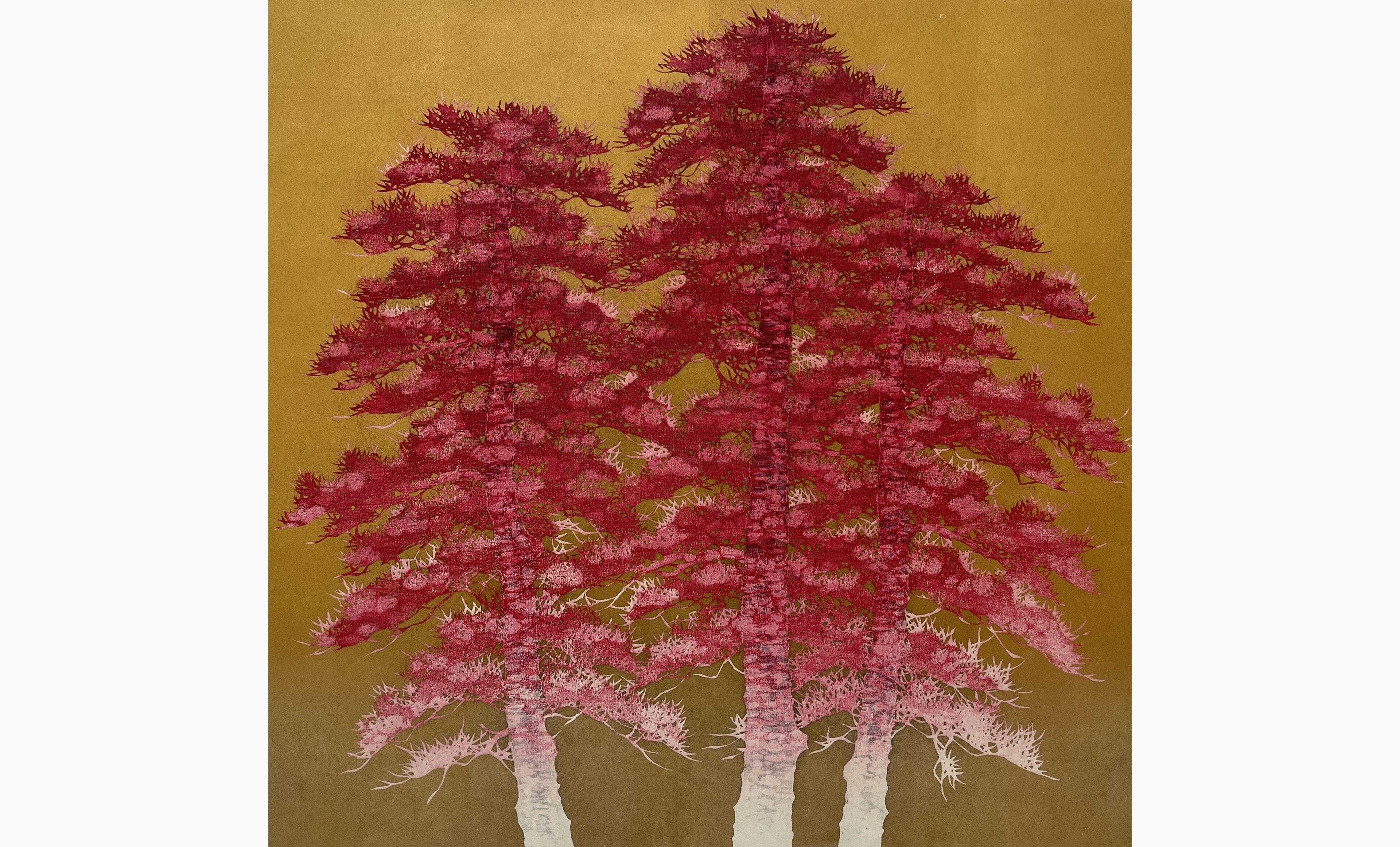 Original woodblock print - Hajime Namiki - Tree scene 99