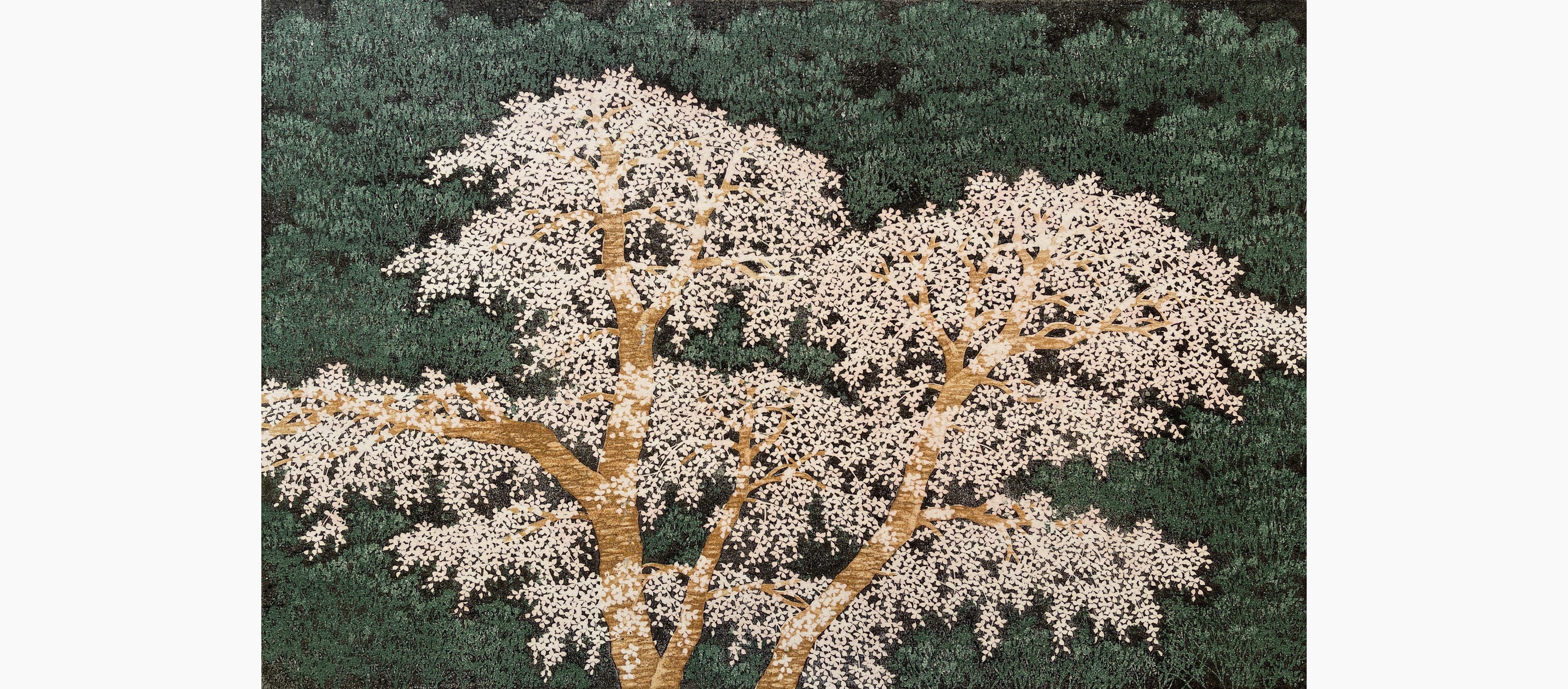 Original woodblock print - Hajime Namiki - Weeping Cherry 3