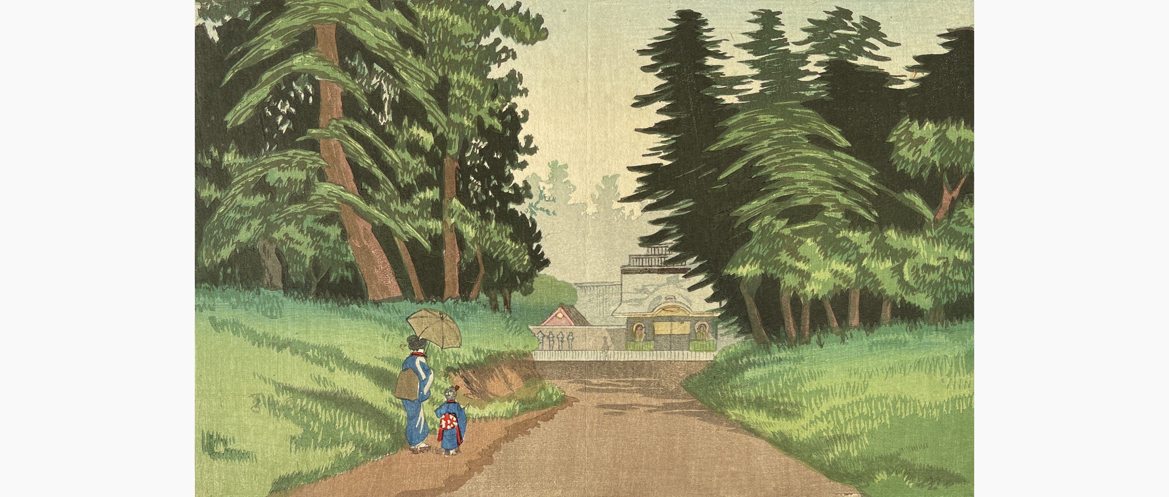 Original woodblock print - Kobayashi Kiyochika - View inside Ueno Park