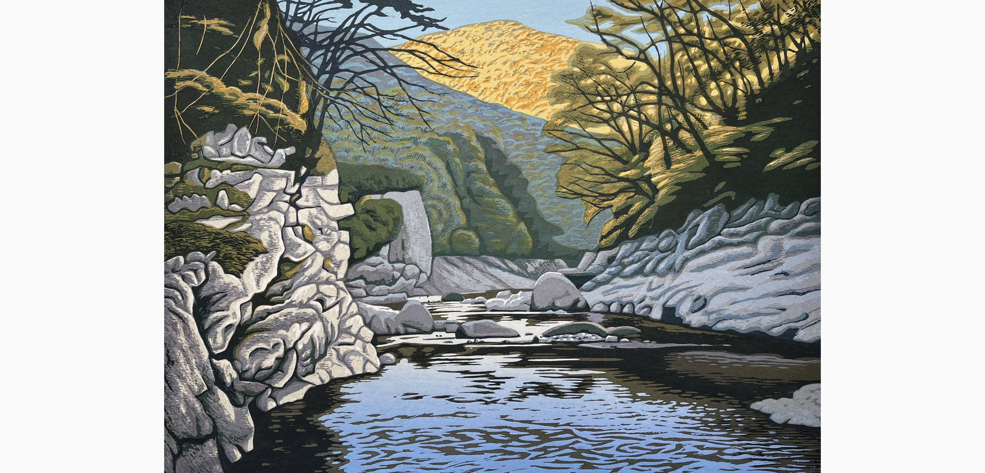 Original woodblock print - Koichi Maeda - Valley in Late Autumn