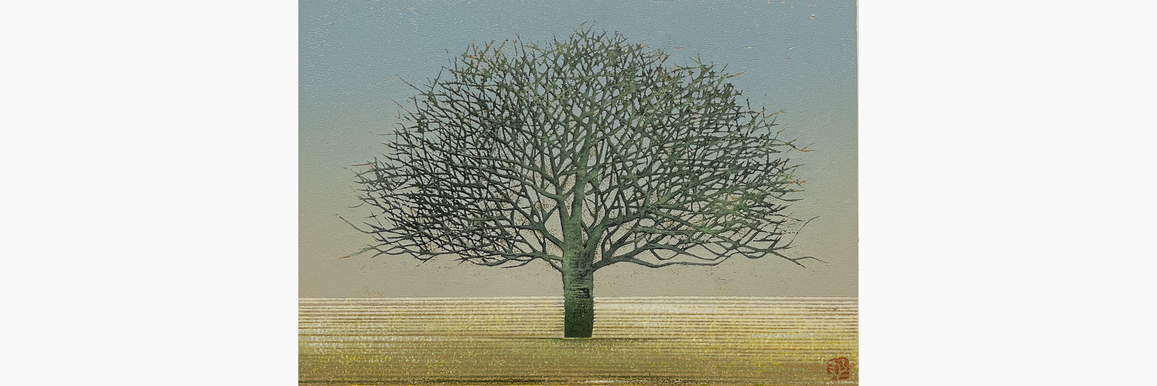 Original woodblock print - Kunio Kaneko - Sayonara September