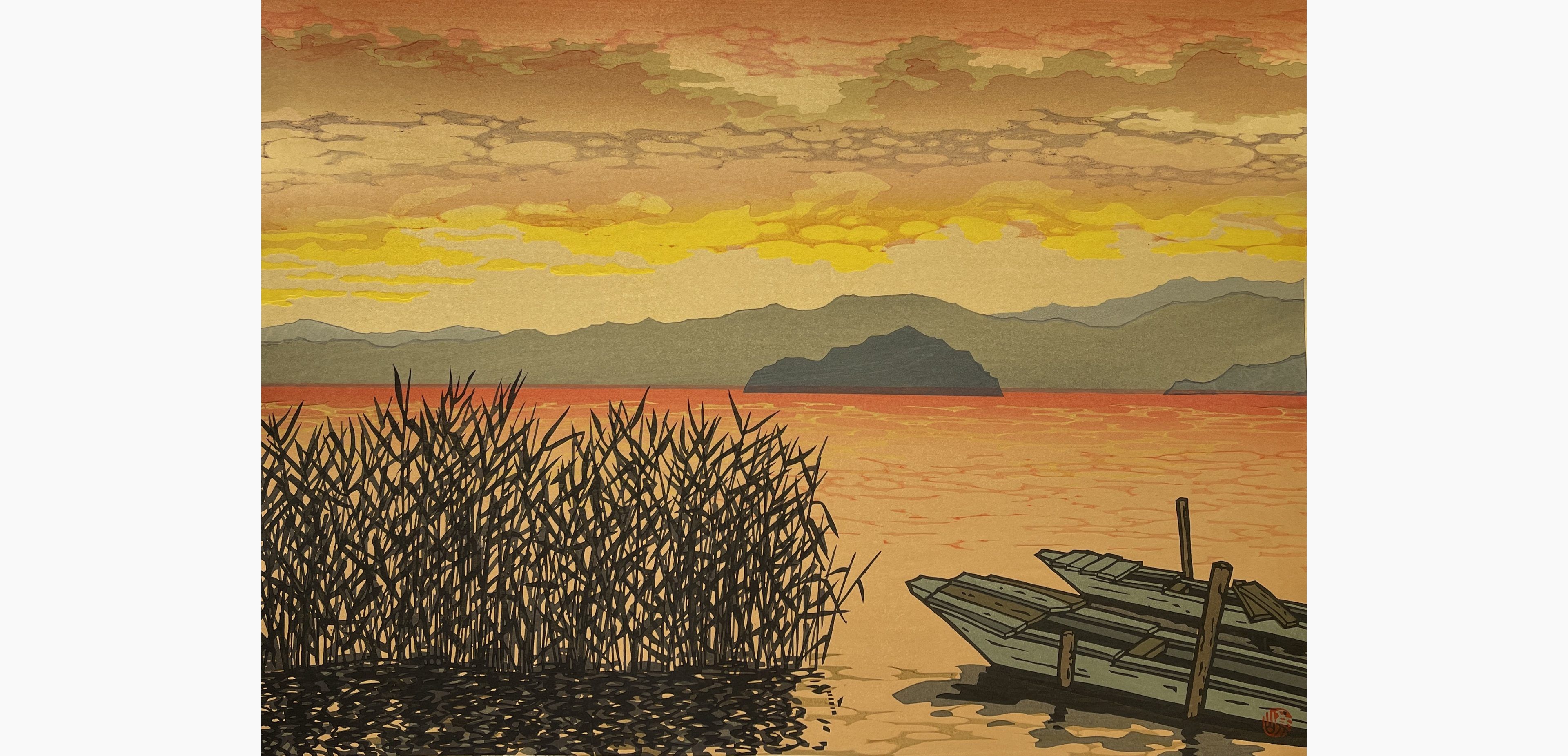 Original woodblock print - Nishijima Katsuyuki - Evening Clouds