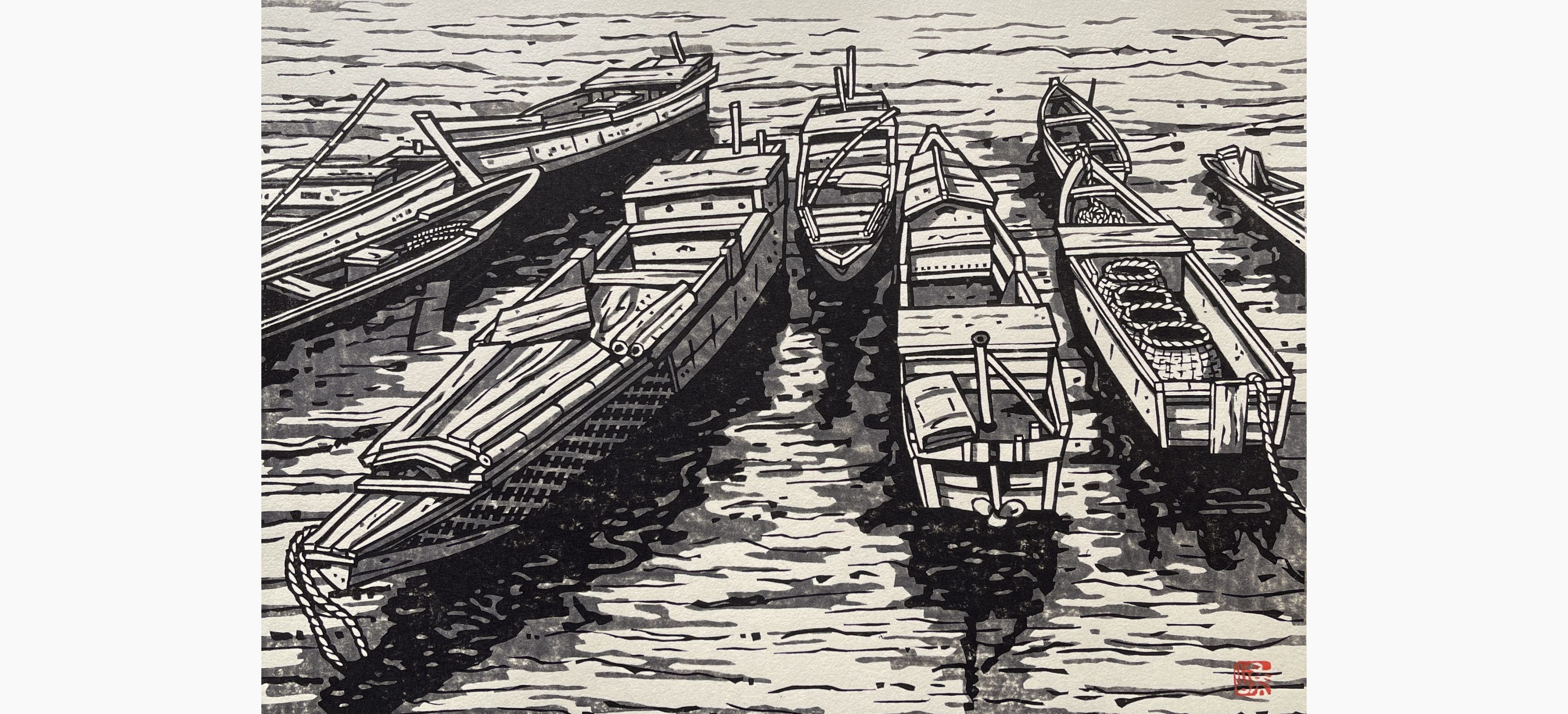 Original woodblock print - Nishijima Katsuyuki - Katata