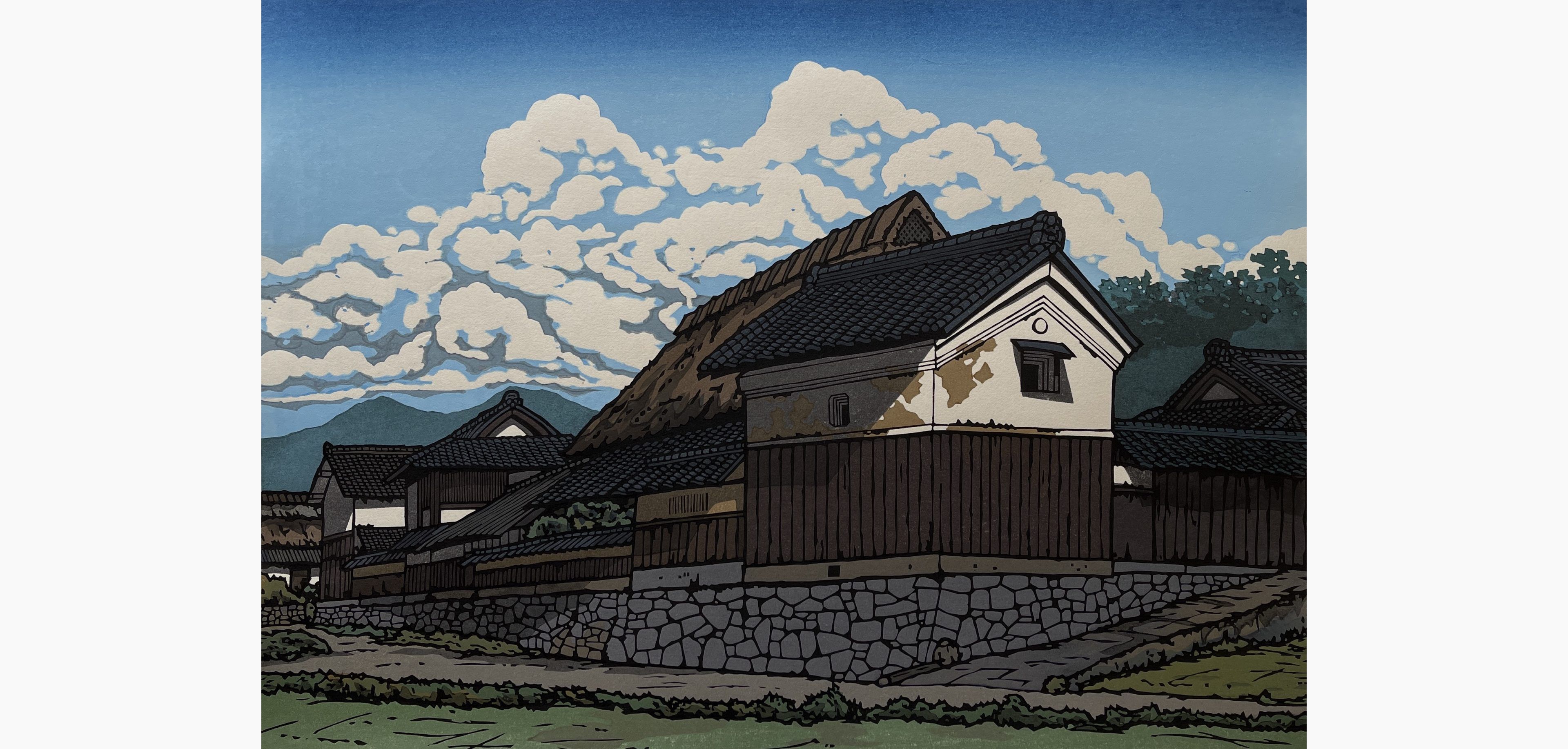 Original woodblock print - Nishijima Katsuyuki - Mountain Peak of Clouds
