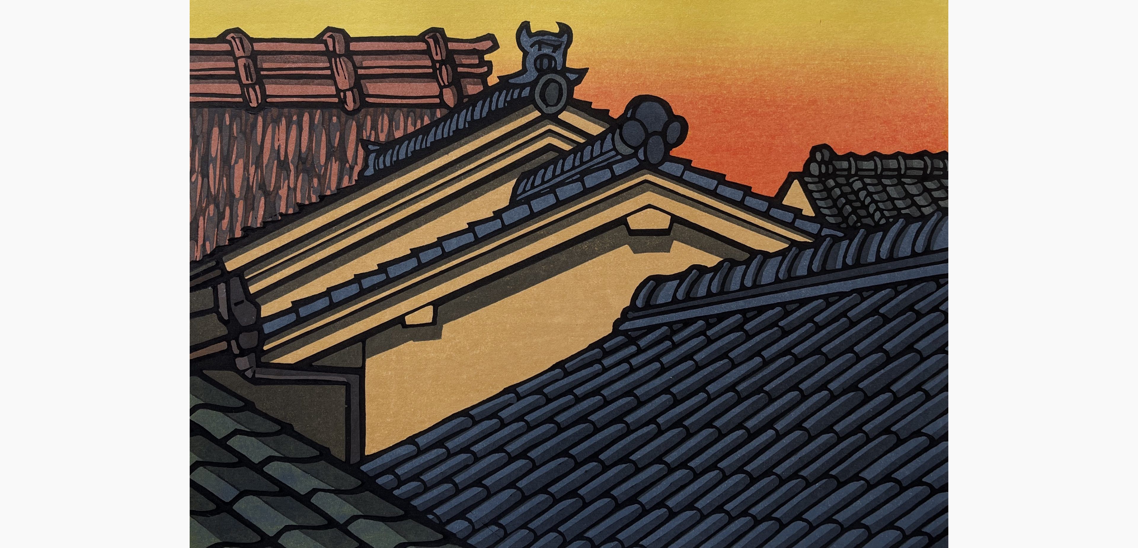 Original woodblock print - Nishijima Katsuyuki - Retreating Sun