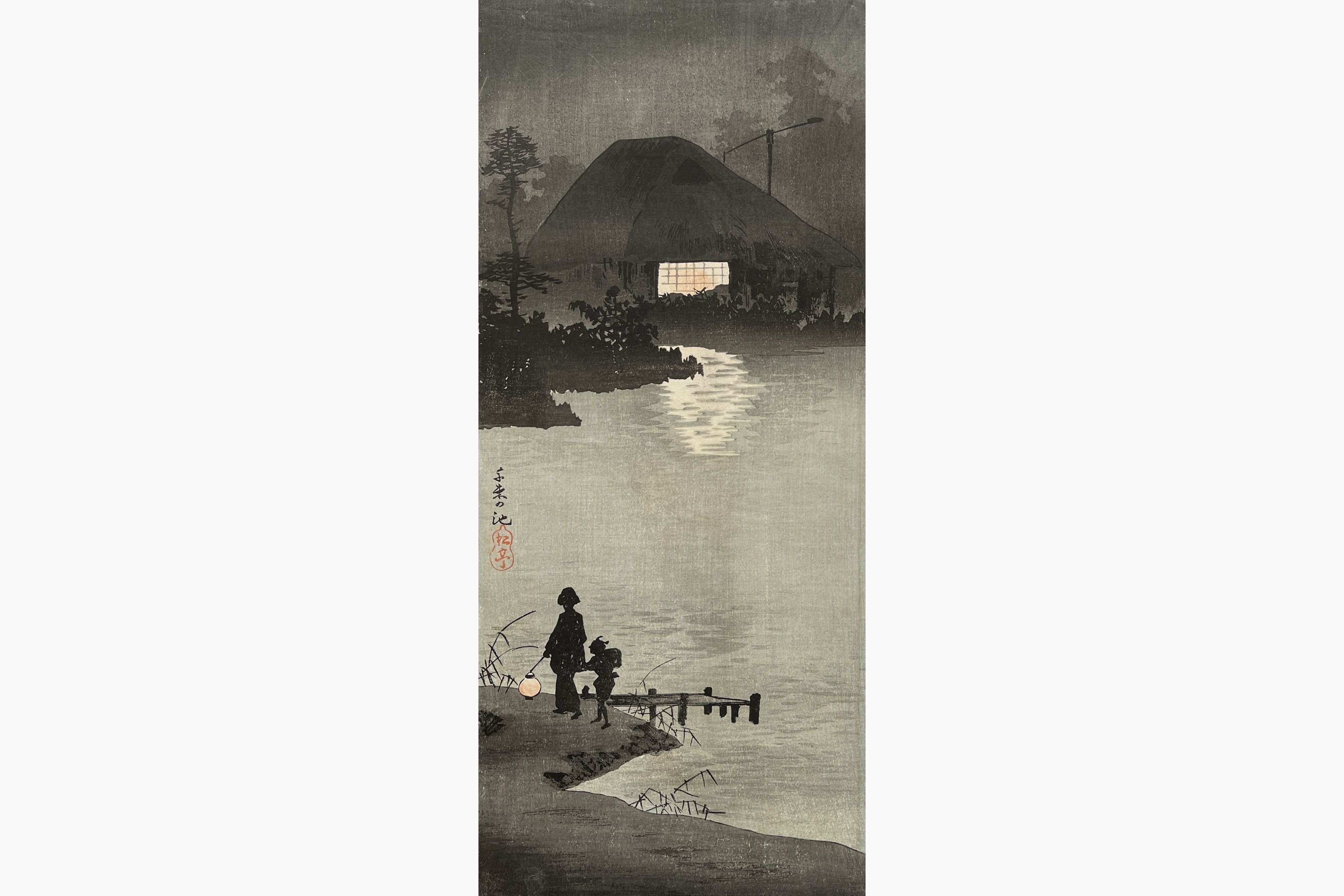 Original woodblock print - Takahashi Shotei - The Pond of Senzoku