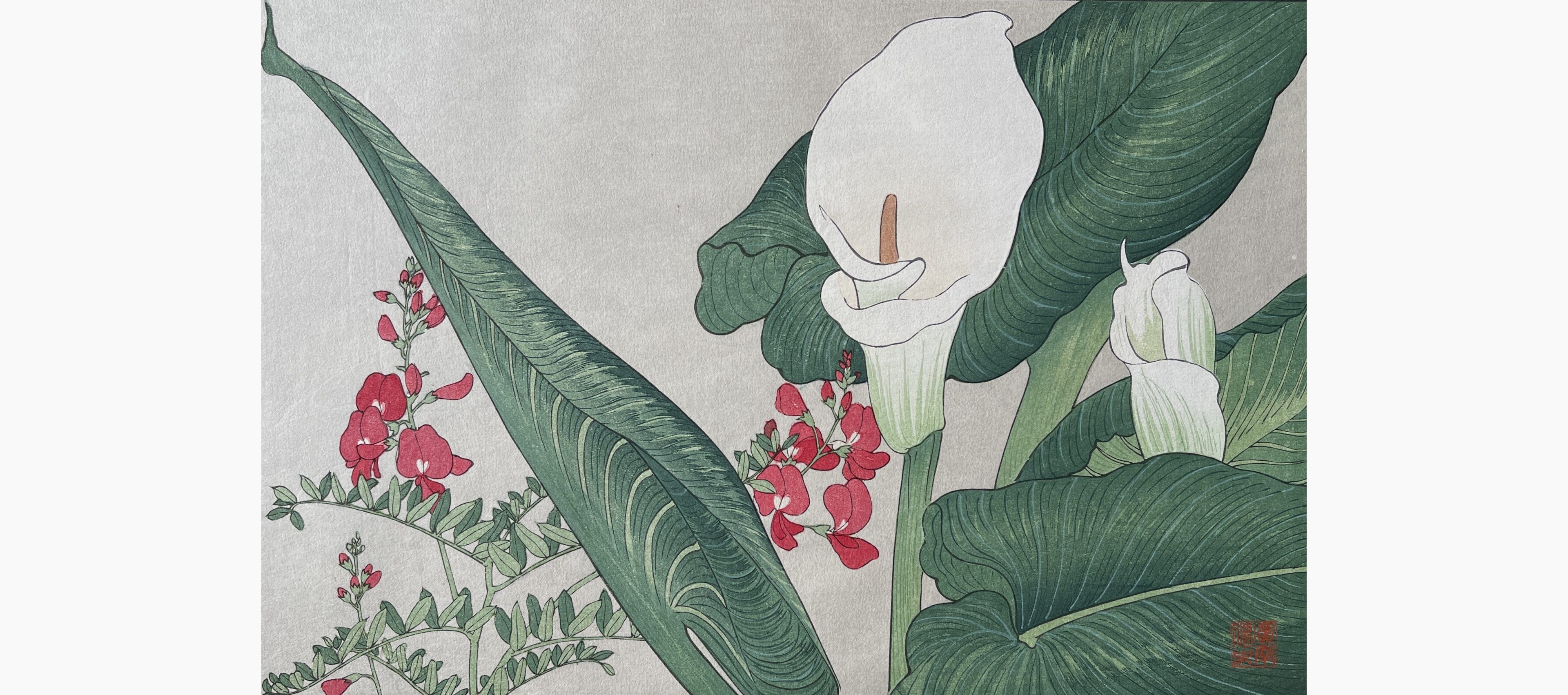 Original woodblock print - Tanigami Konan - Calla lily