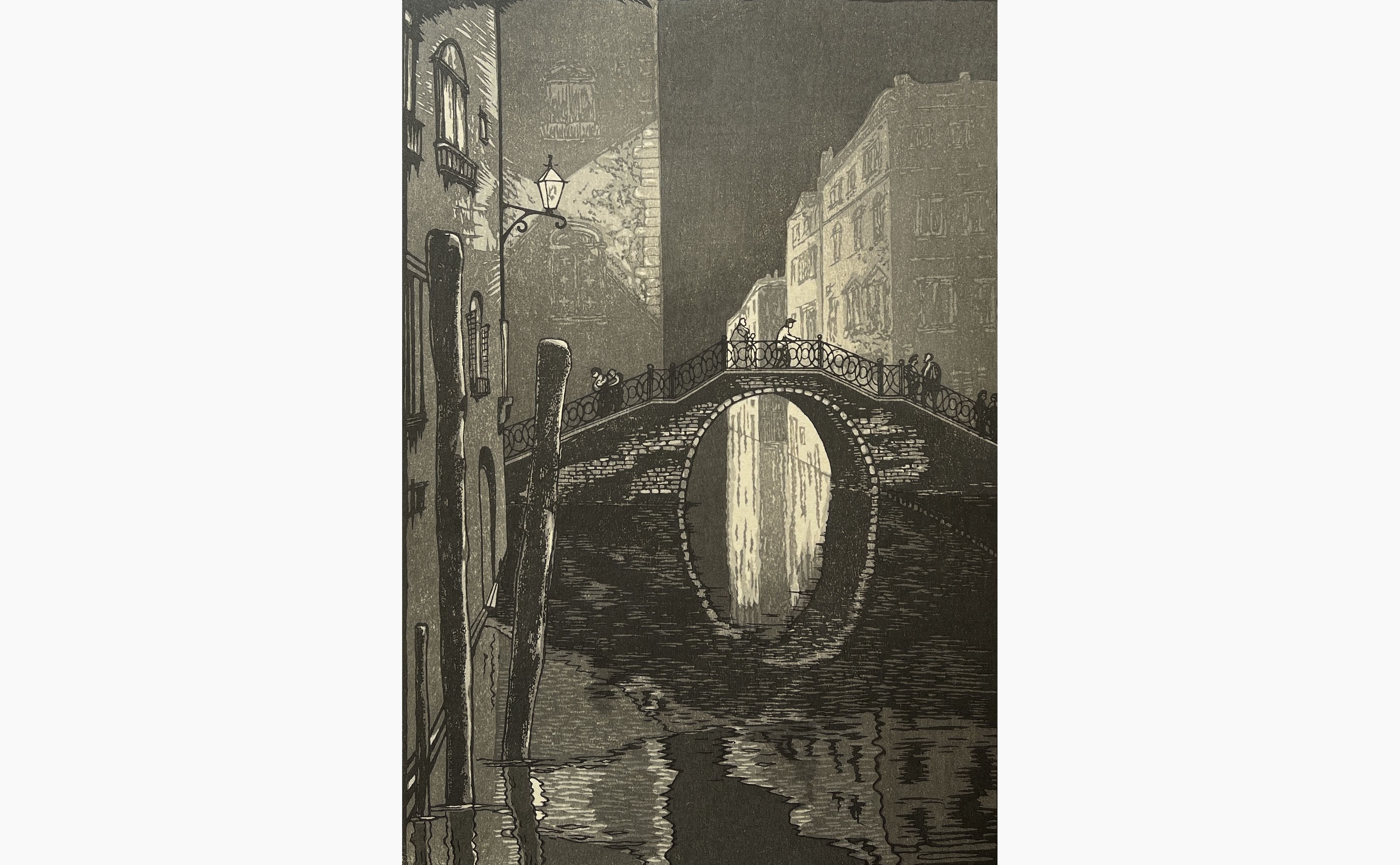 Original woodblock print - Yoshijiro Urushibara - Ponte Santa Paternina, Venice