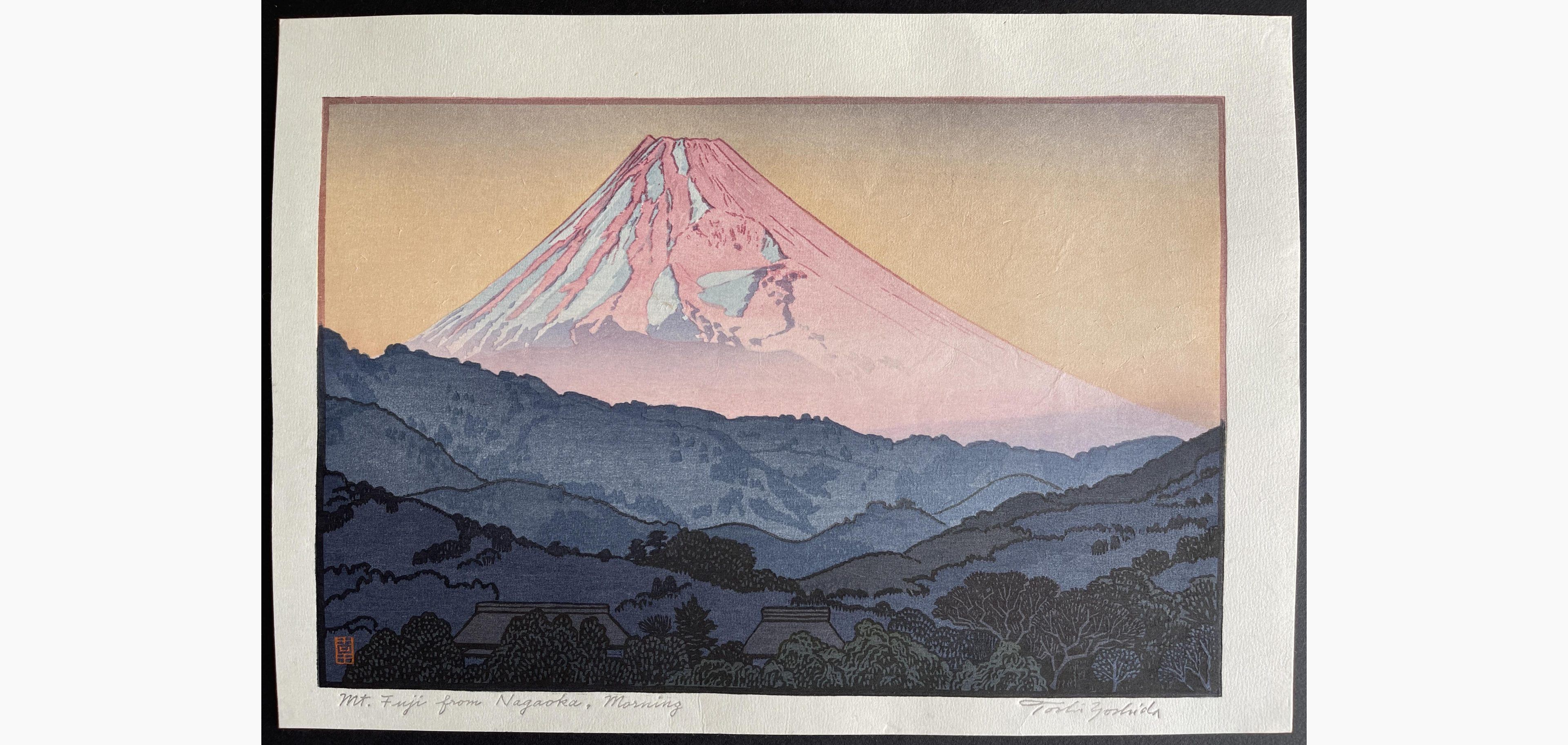 Japanese woodblock print - Toshi Yoshida - Mt. Fuji from Nagaoka, Morning