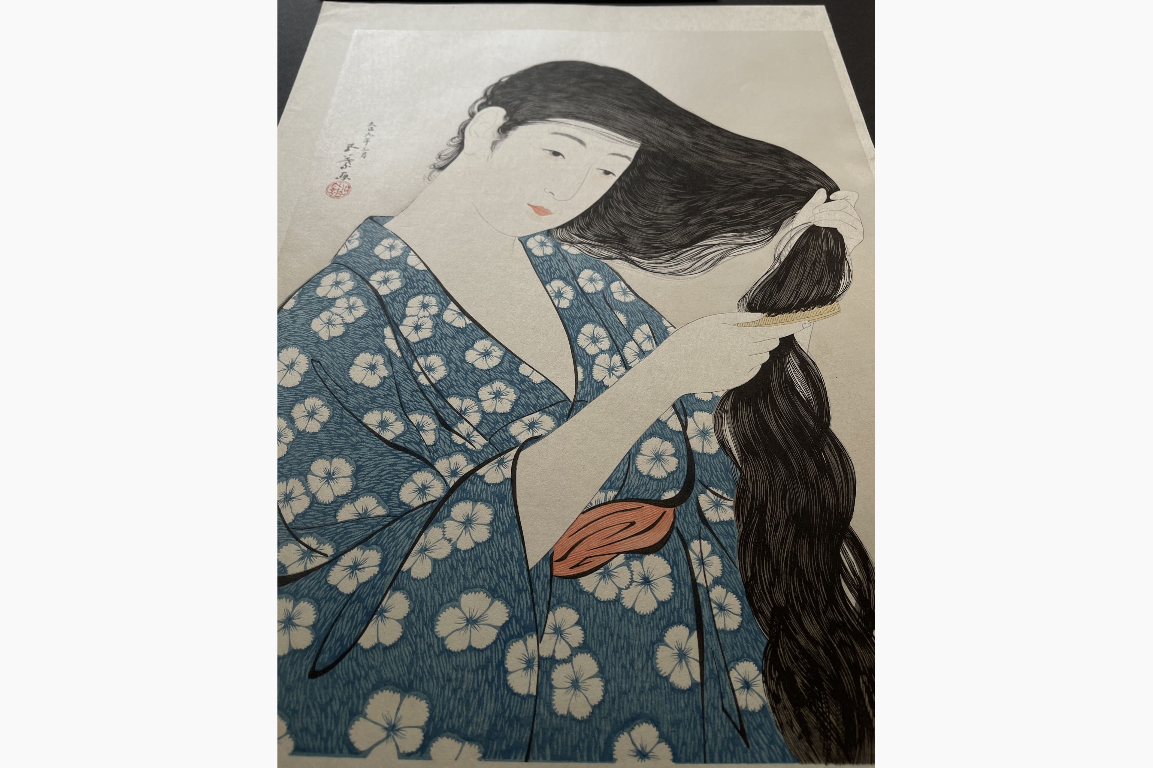 Japanese print - Goyo Hashiguchi - Combing the Hair