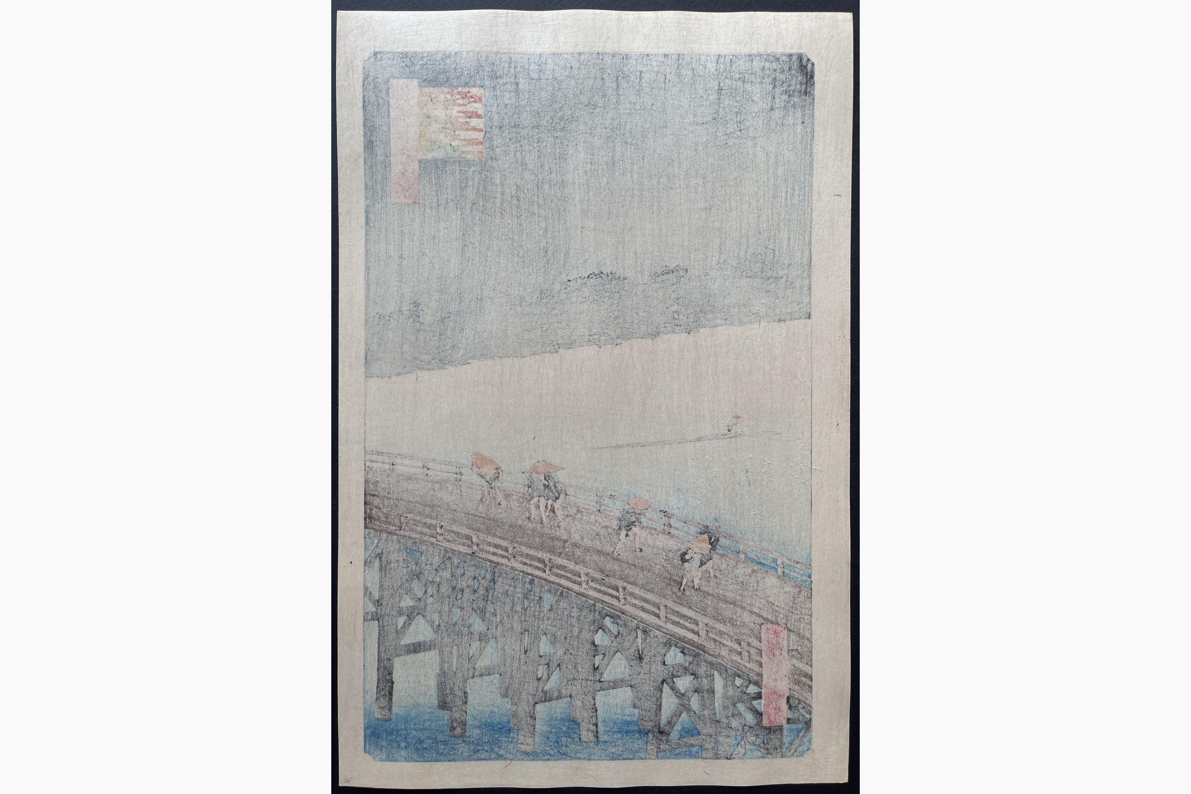 Japanese print - Hiroshige - Sudden Shower over Shin-Ohashi bridge and Atake