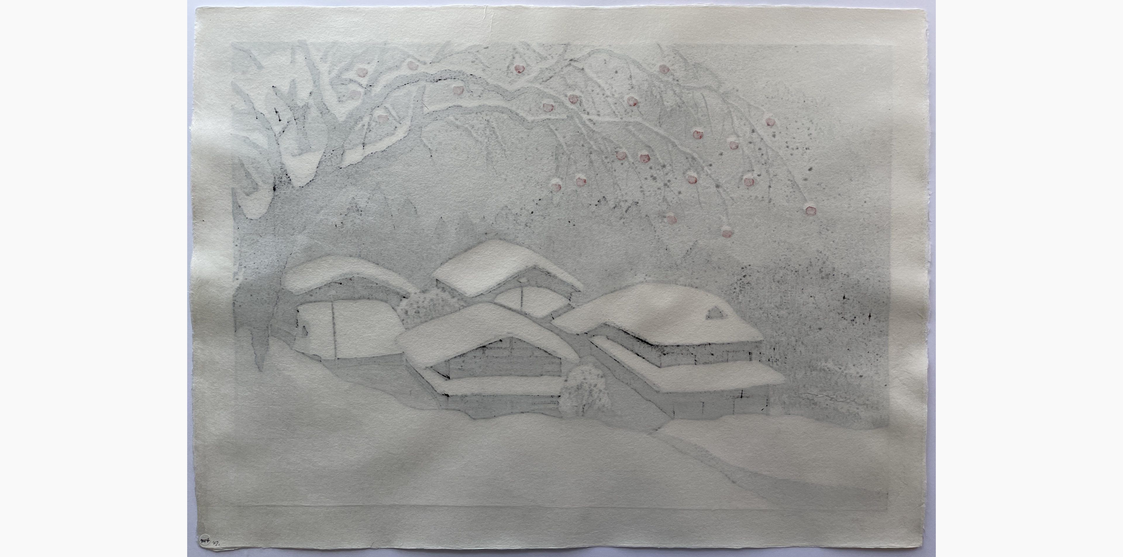 Japanese print - Ohtsu Kazuyuki - Village in Snow