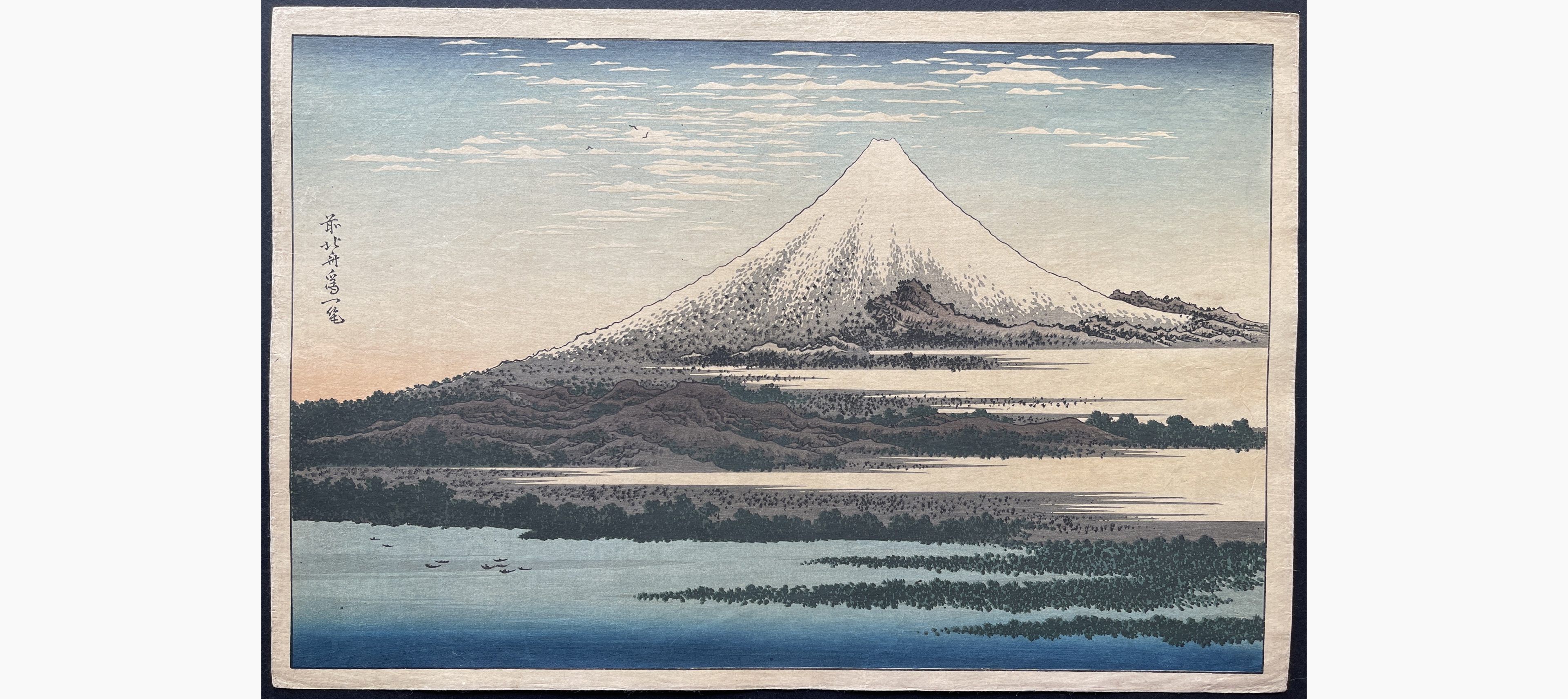 Japanese woodblock print - Katsushika Hokusai - Fuji under Clear Clouds