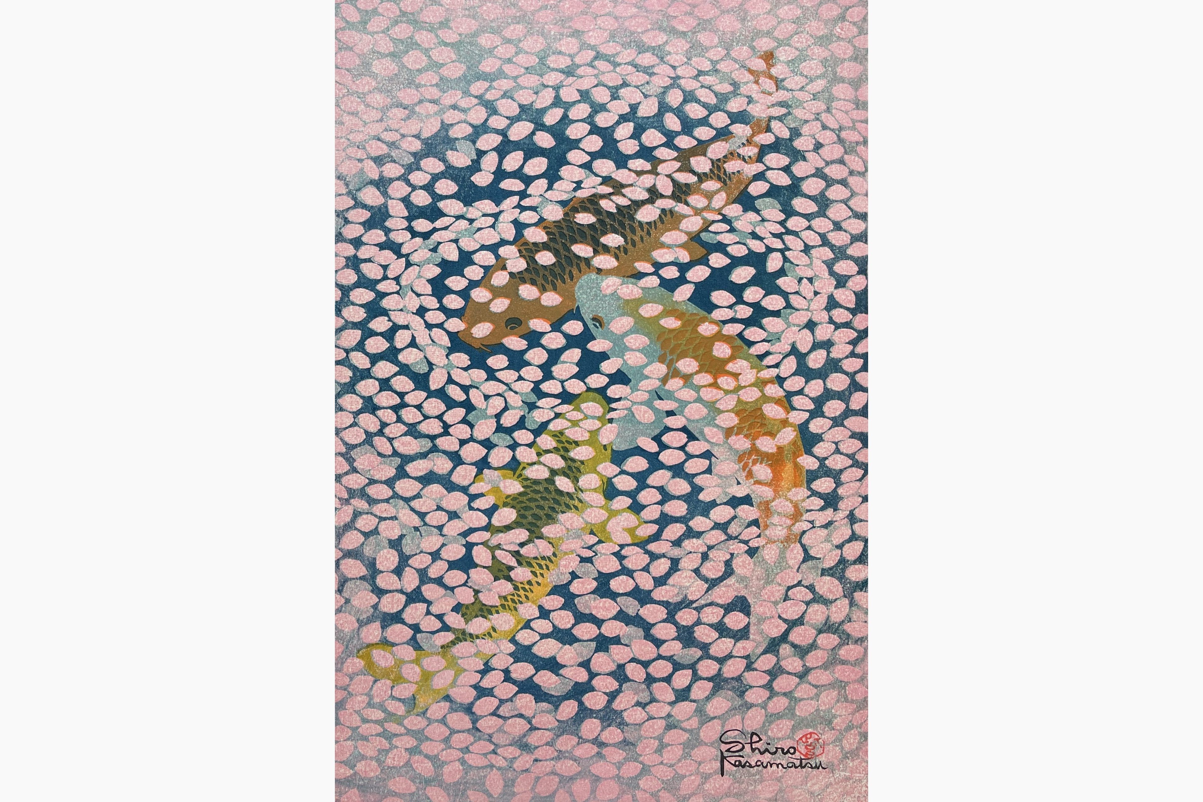 Original woodblock print - Kasamatsu Shiro - Waves of Petals