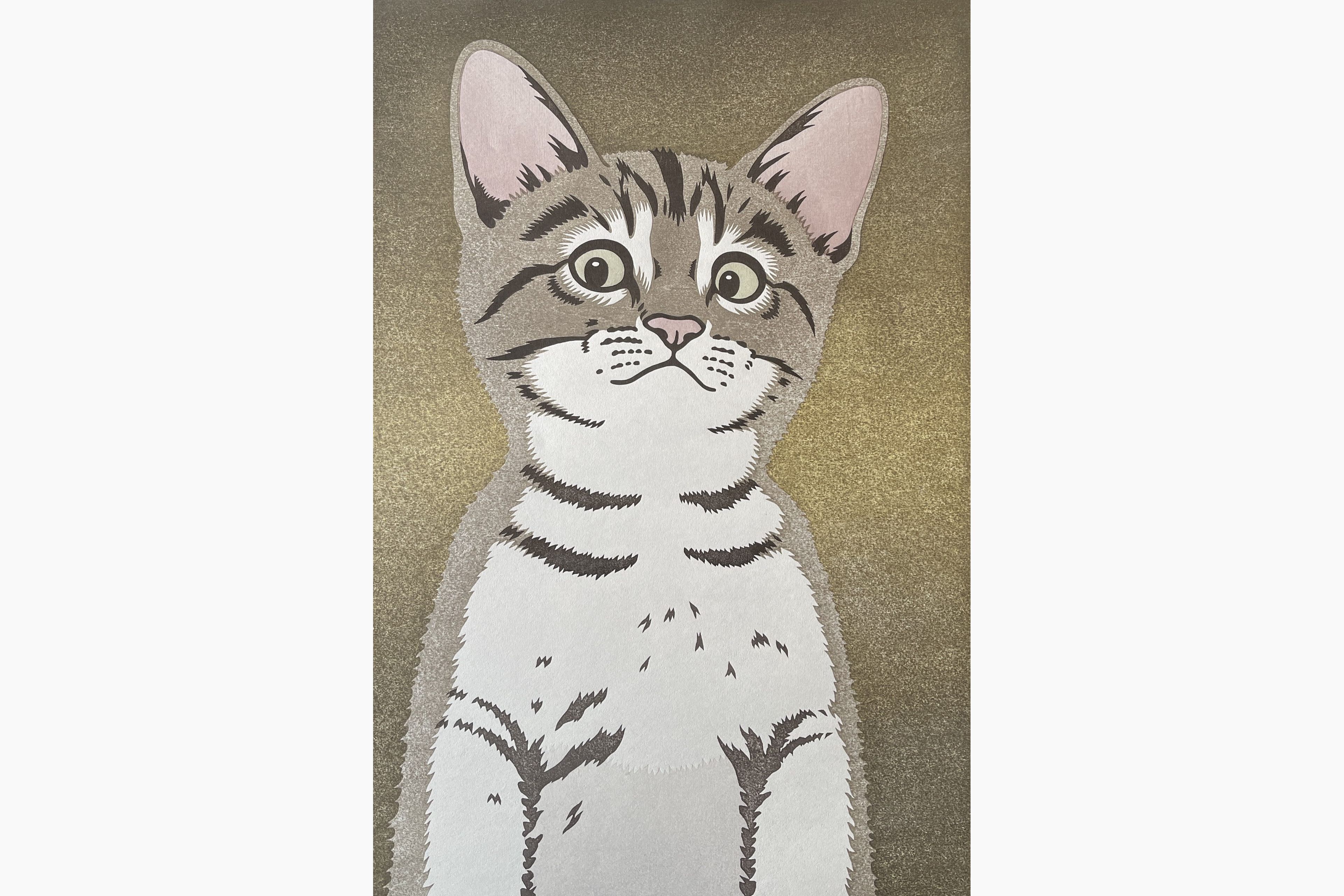 Original woodblock print - Tsukasa Yoshida - Eye to Eye