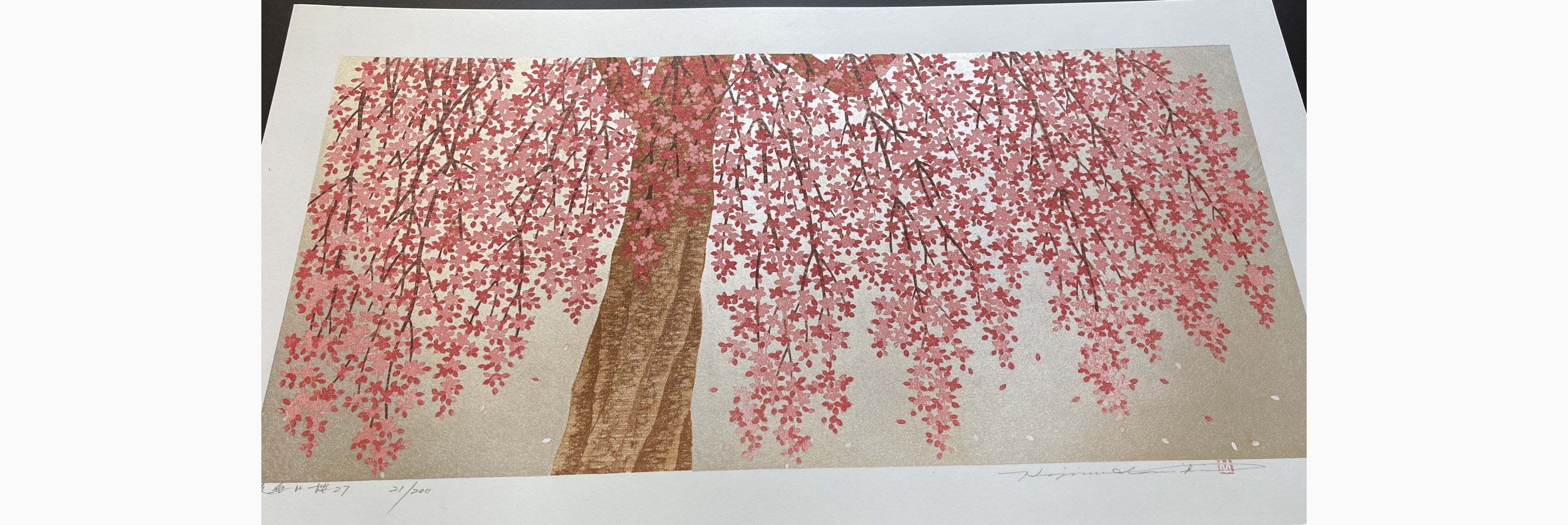 Japanese print - Hajime Namiki - Weeping Cherry 27