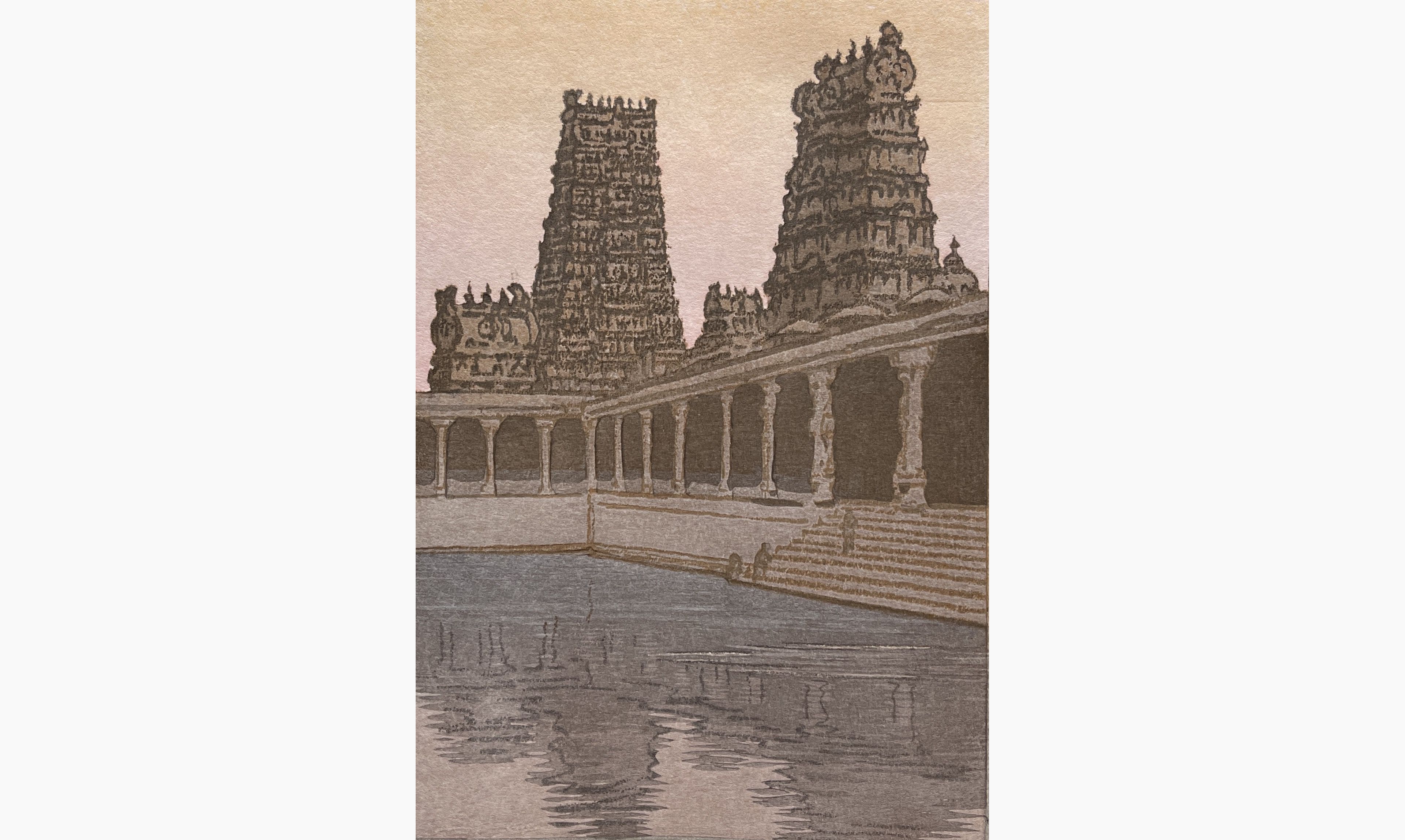 Original woodblock print - Toshi Yoshida - Madurai