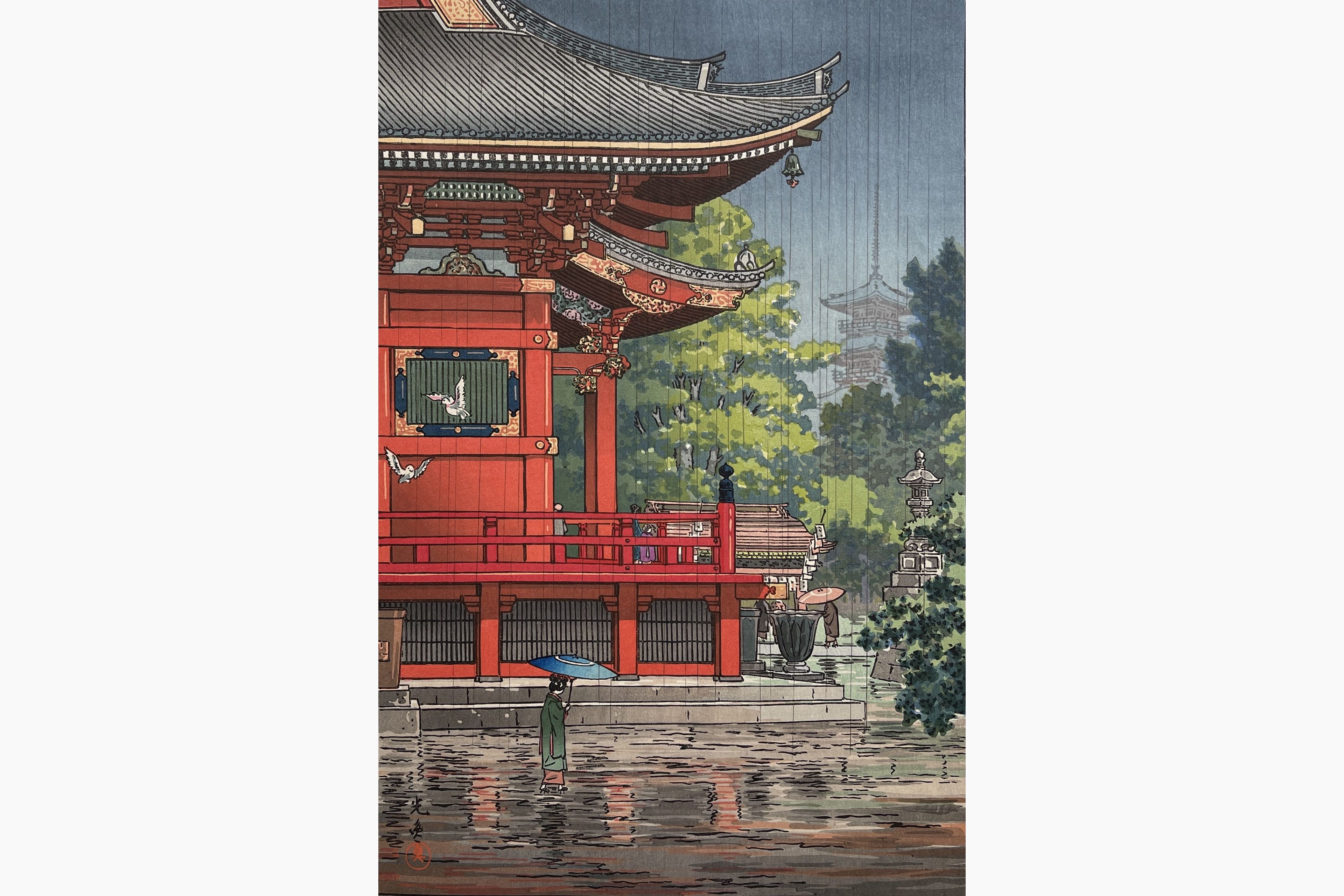 Original woodblock print - Tsuchiya Koitsu - Asakusa Kannon-do