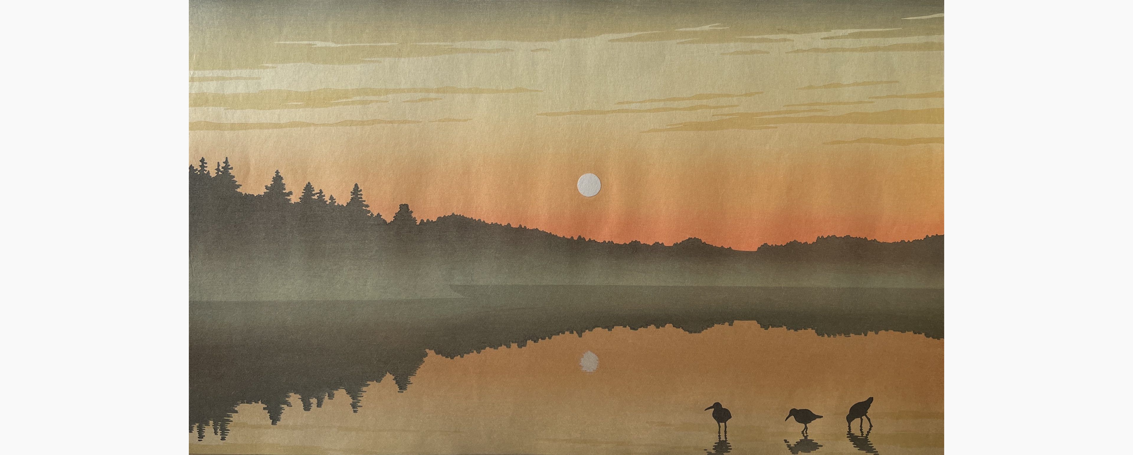 Original woodblock print - Tsukasa Yoshida - Reflect