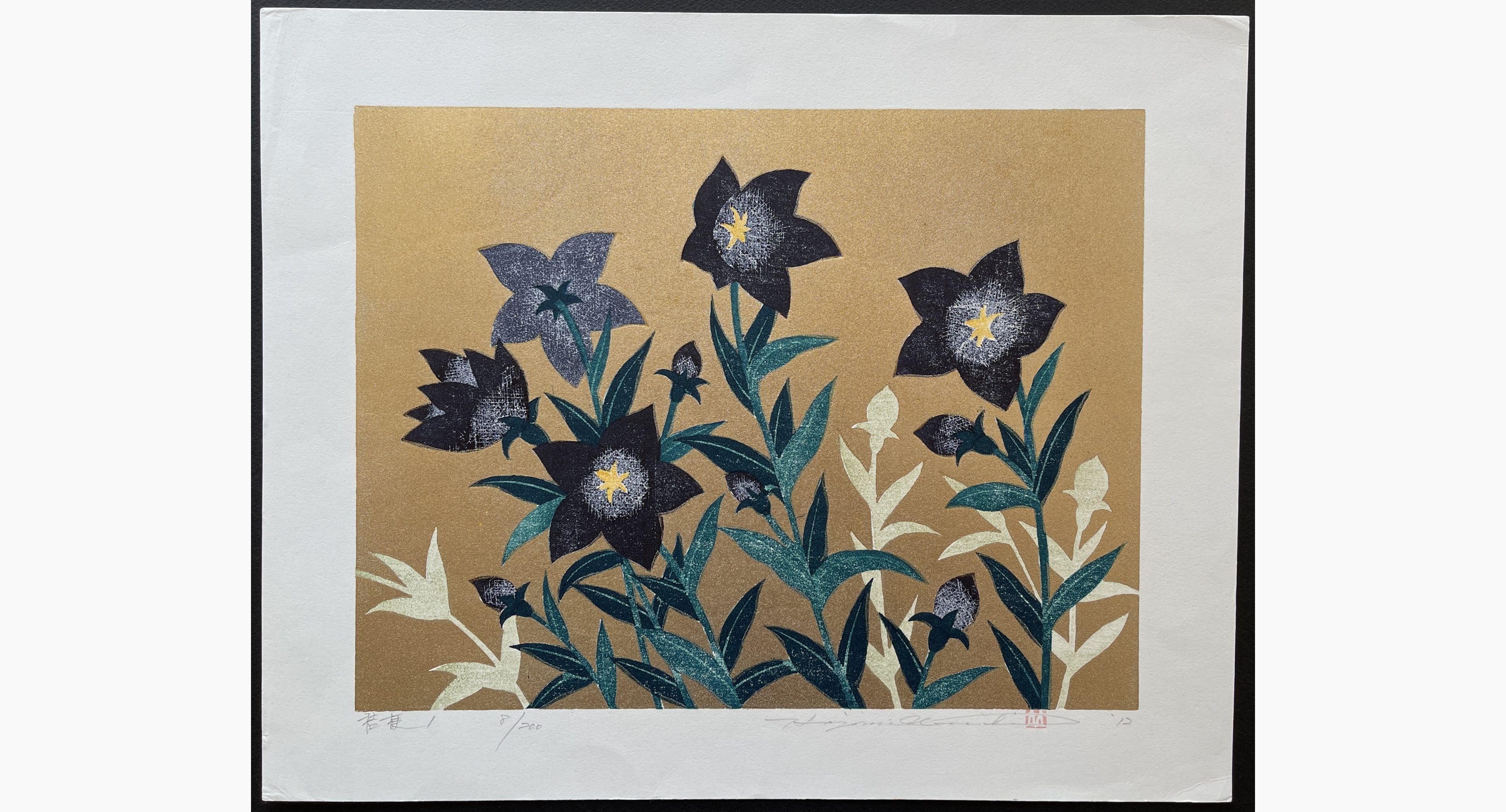 Japanese woodblock print - Hajime Namiki - Bellflower 1