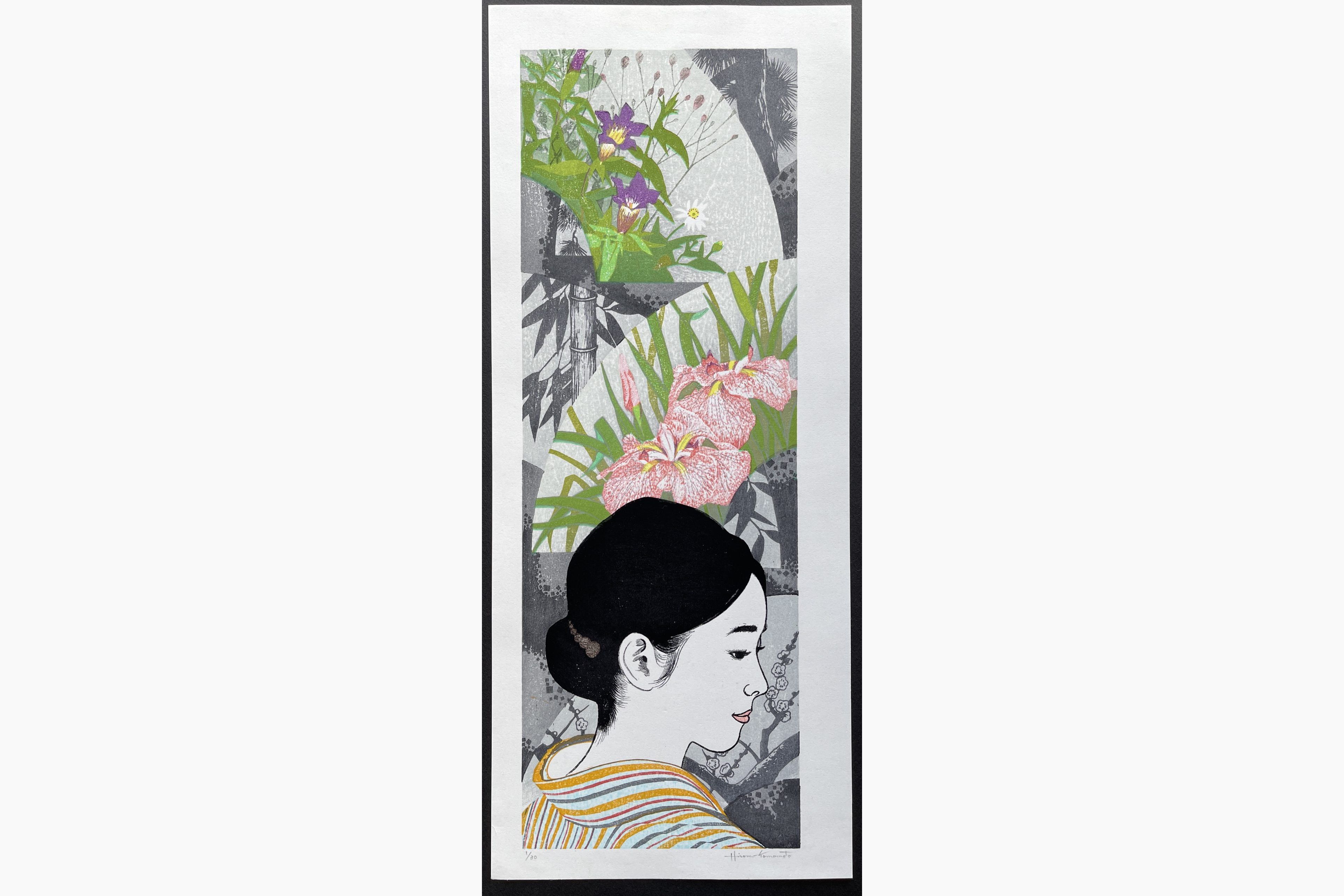 Japanese woodblock print - Yamamoto Hiromu - Iris