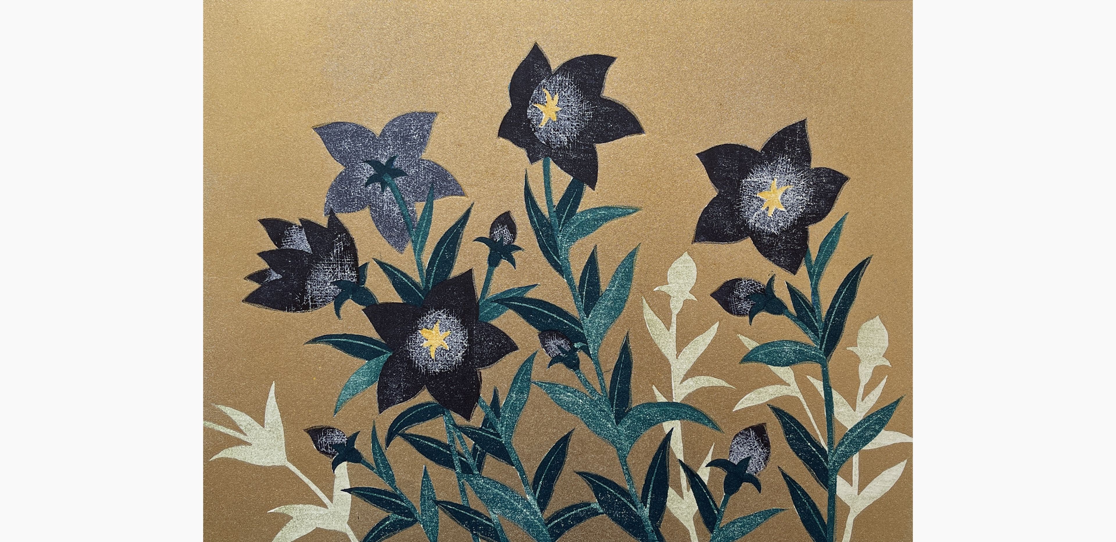Original woodblock print - Hajime Namiki - Bellflower 1