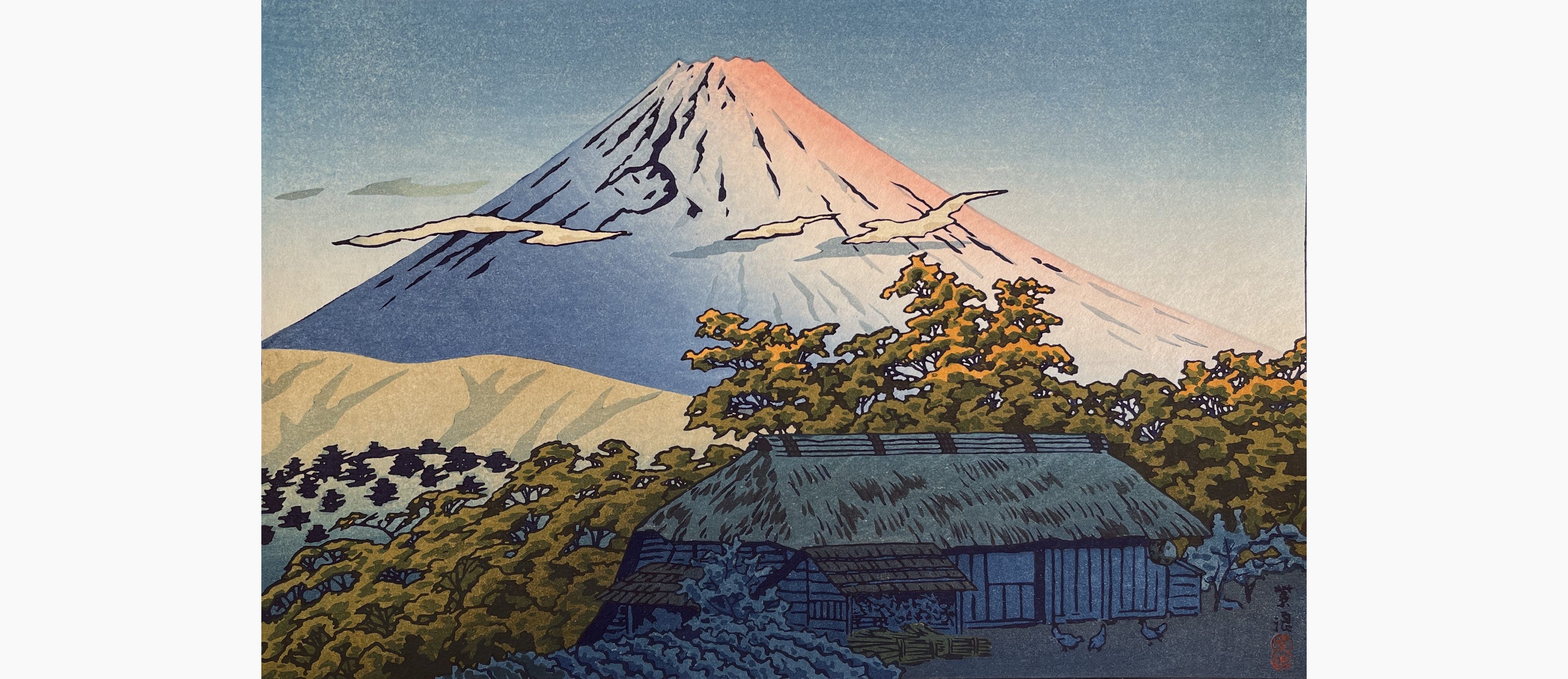 Original woodblock print - Kasamatsu Shiro - Morning at Ubako, Hakone