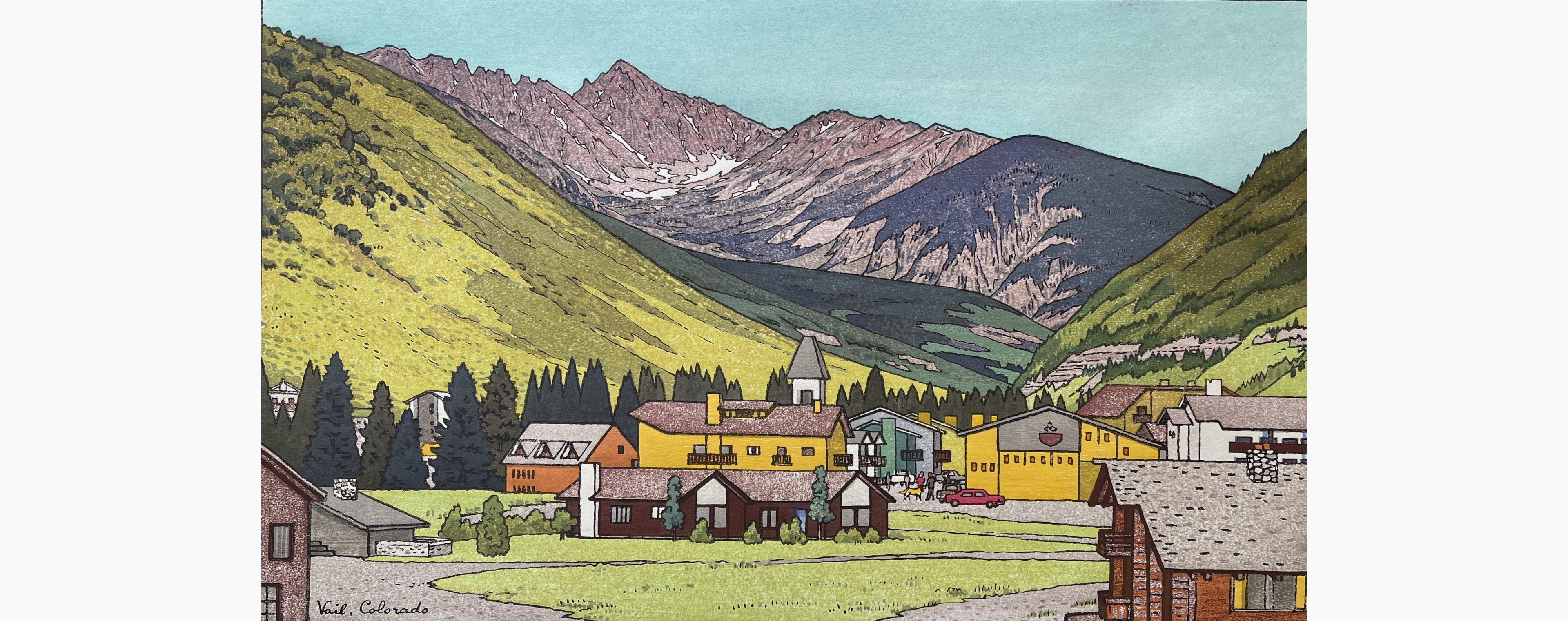 Original woodblock print - Toshi Yoshida - Vail, Colorado