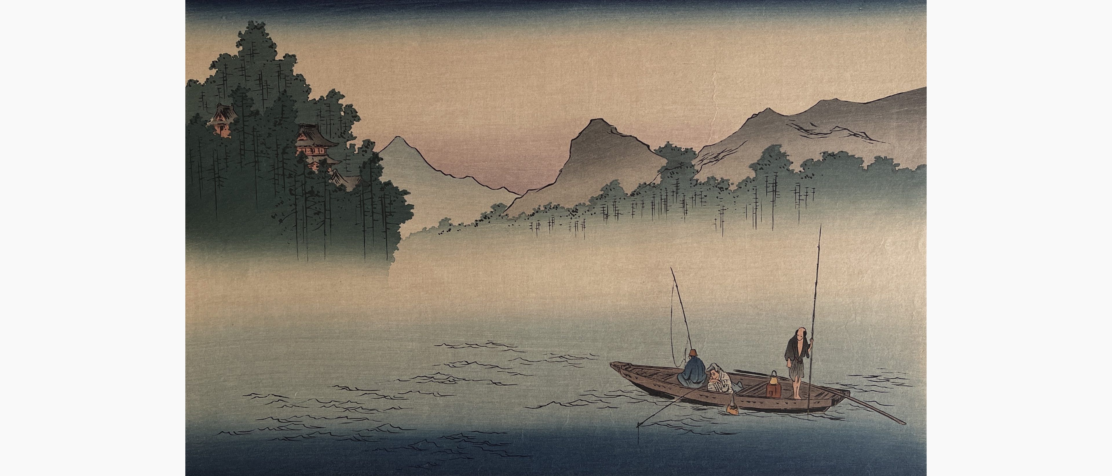 Original woodblock print - Koho Shoda - Three Fishermen
