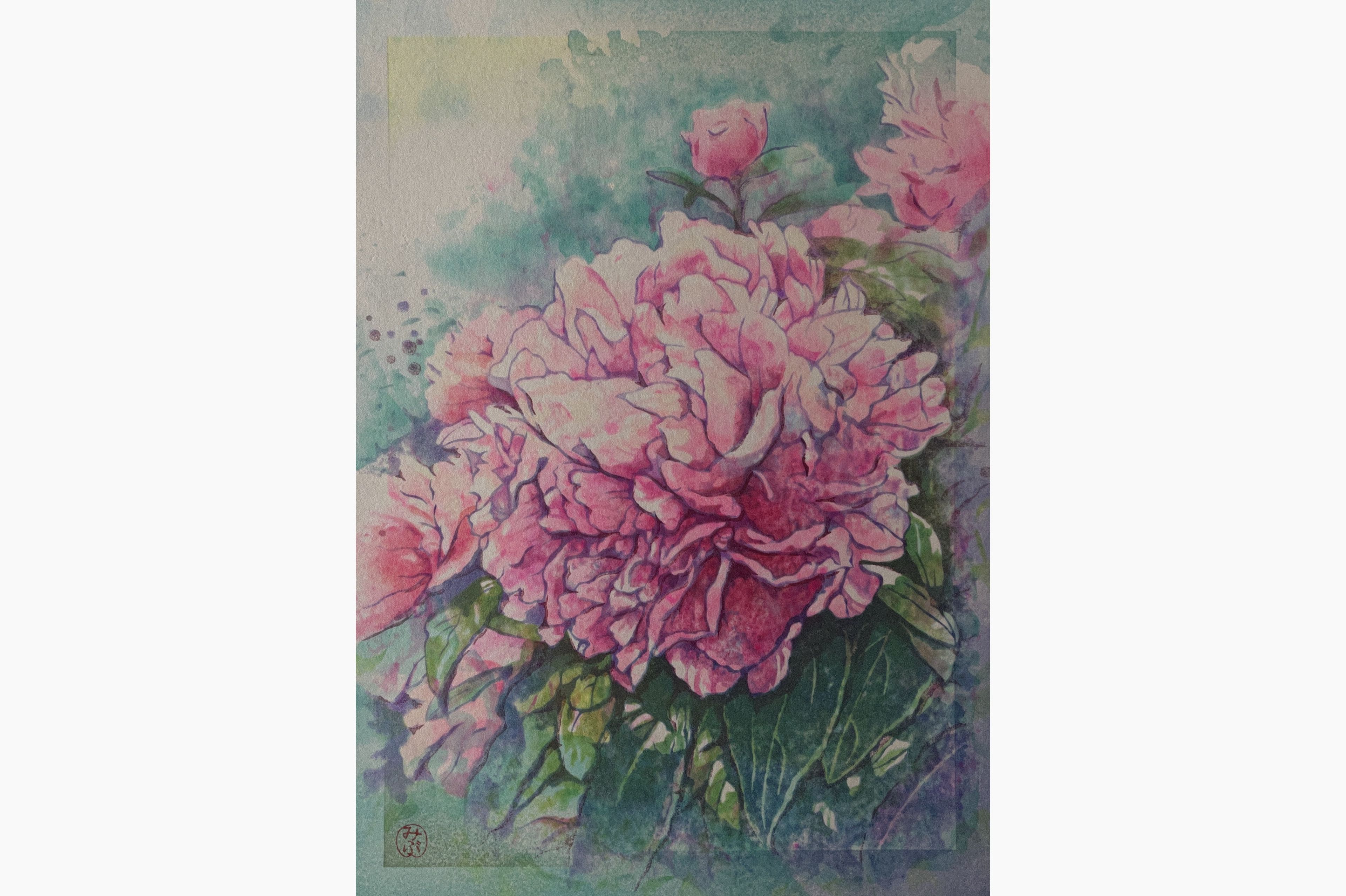 Original woodblock print - Junichi Mibugawa - Ephemeral Flowers