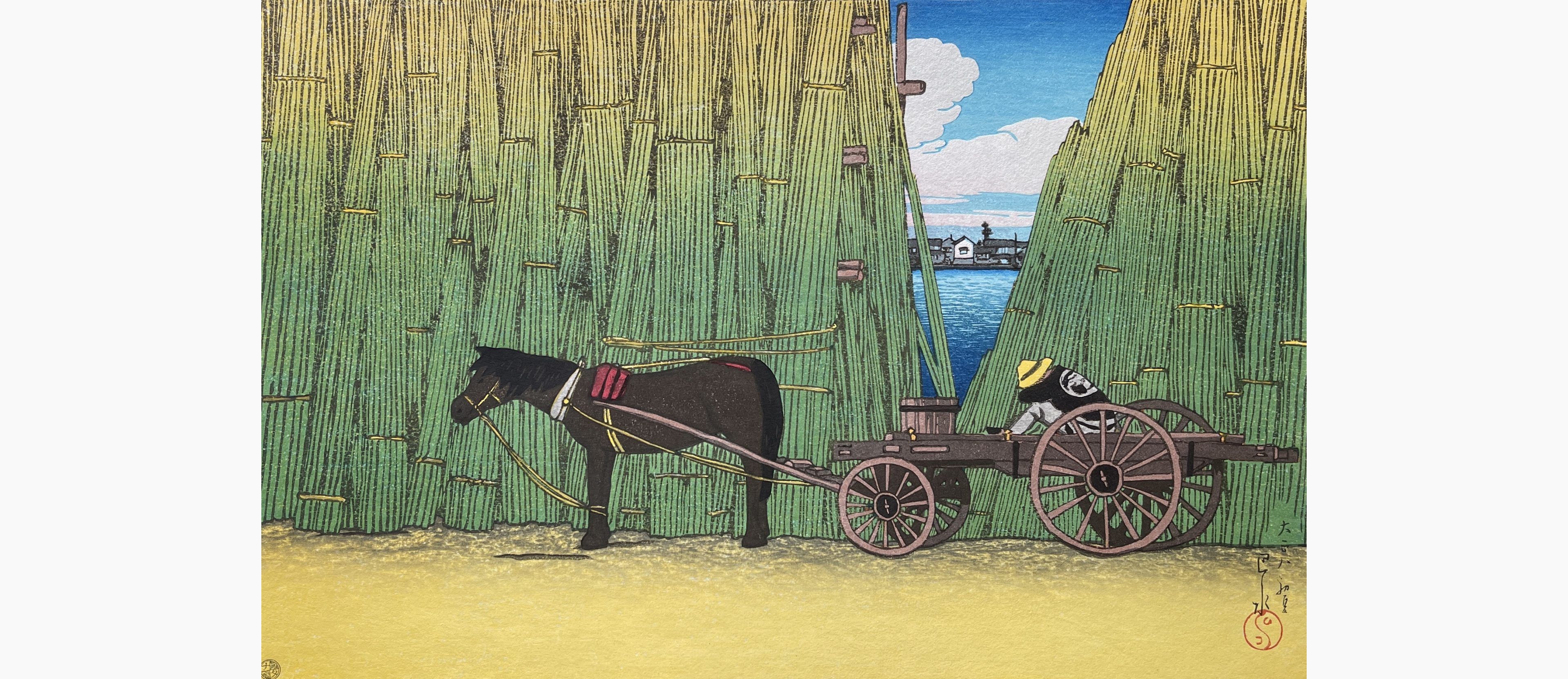 Original woodblock print - Kawase Hasui - Komagata Embankment