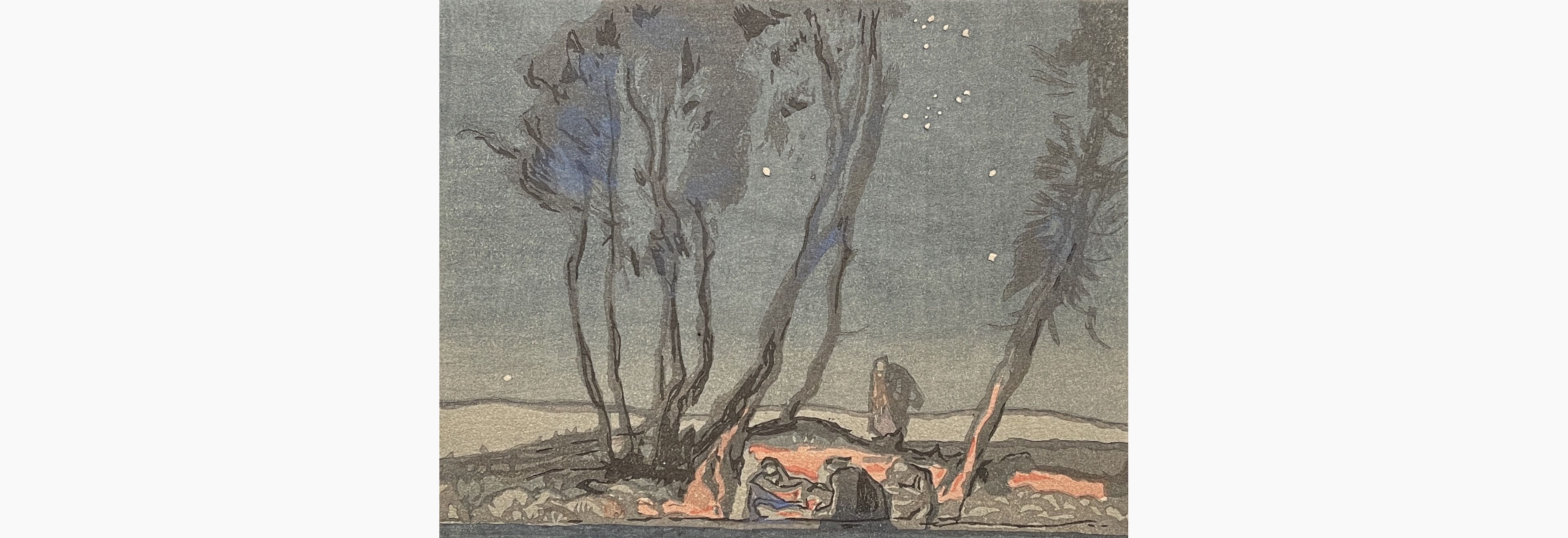Original woodblock print - Yoshijiro Urushibara - Shepherd's Watch