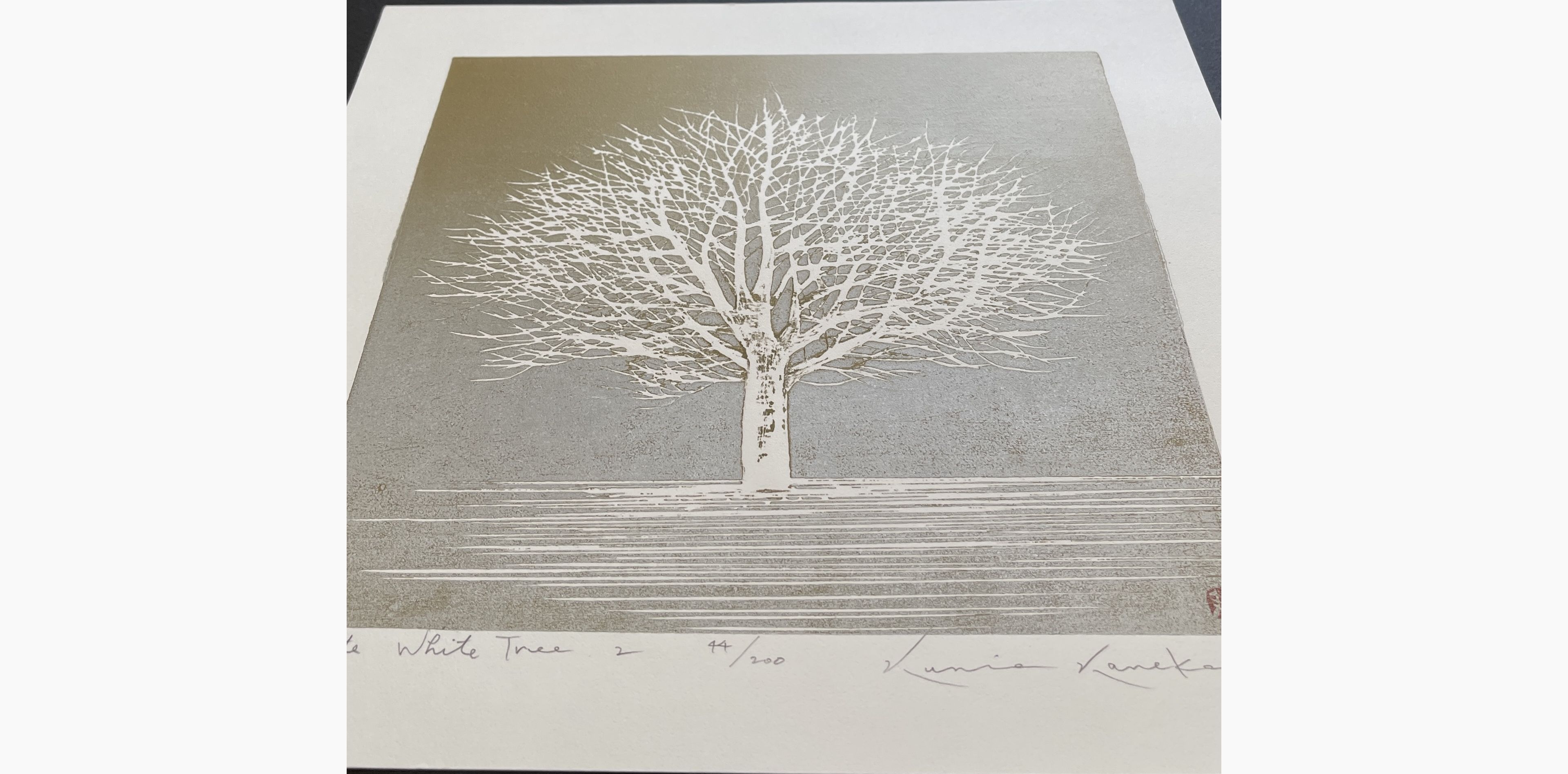 Japanese print - Kunio Kaneko - White White Tree 2