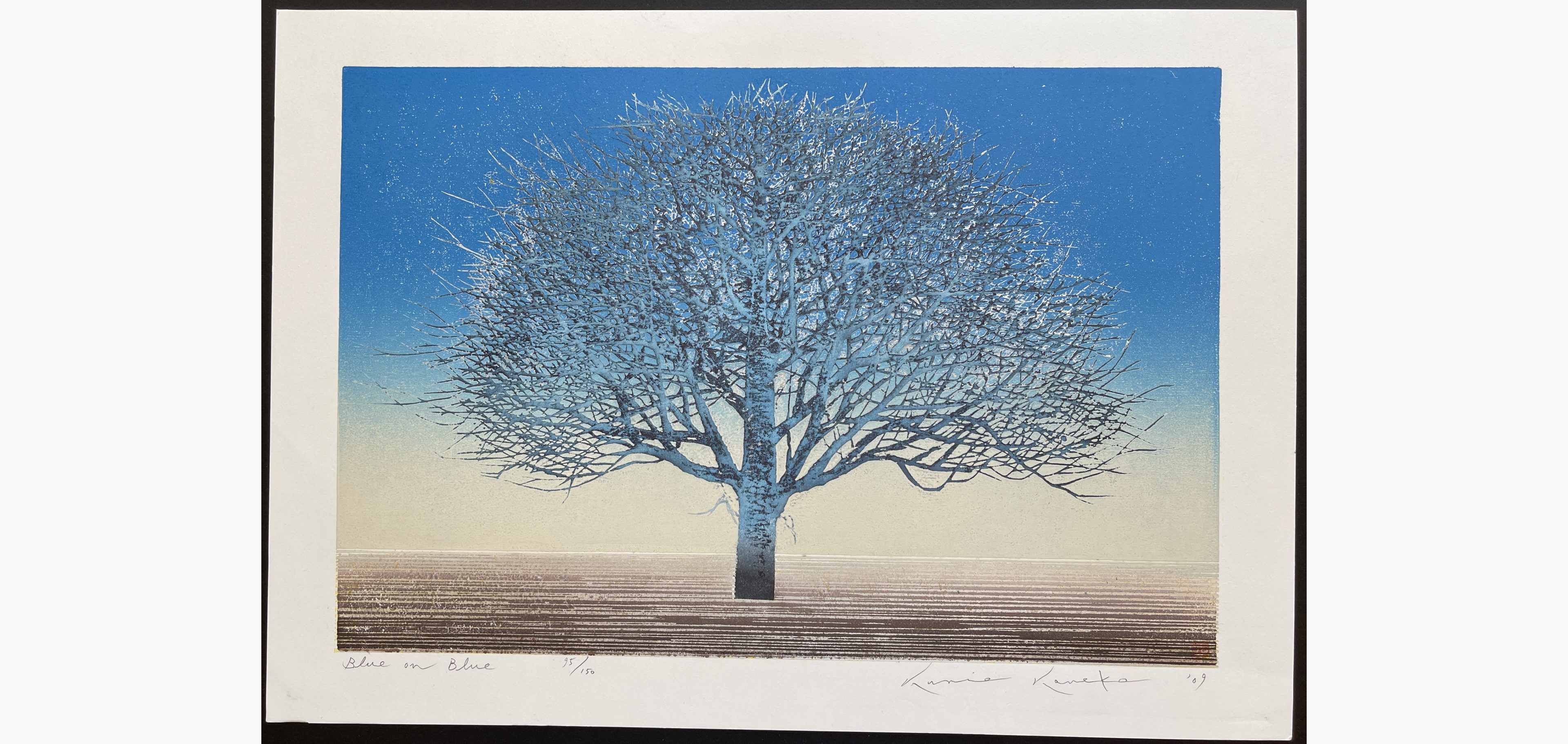 Japanese woodblock print - Kunio Kaneko - Blue and Blue