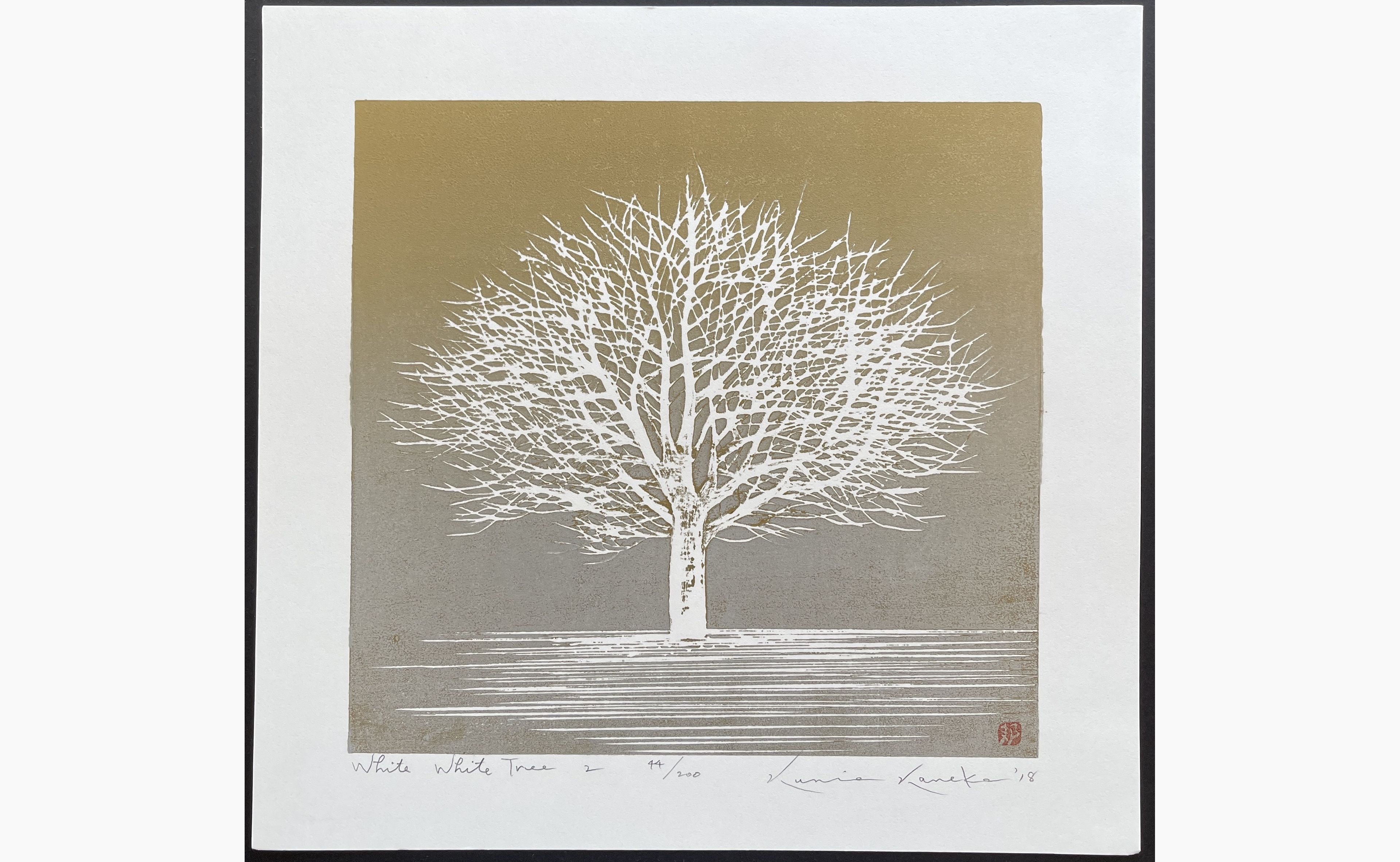 Japanese woodblock print - Kunio Kaneko - White White Tree 2