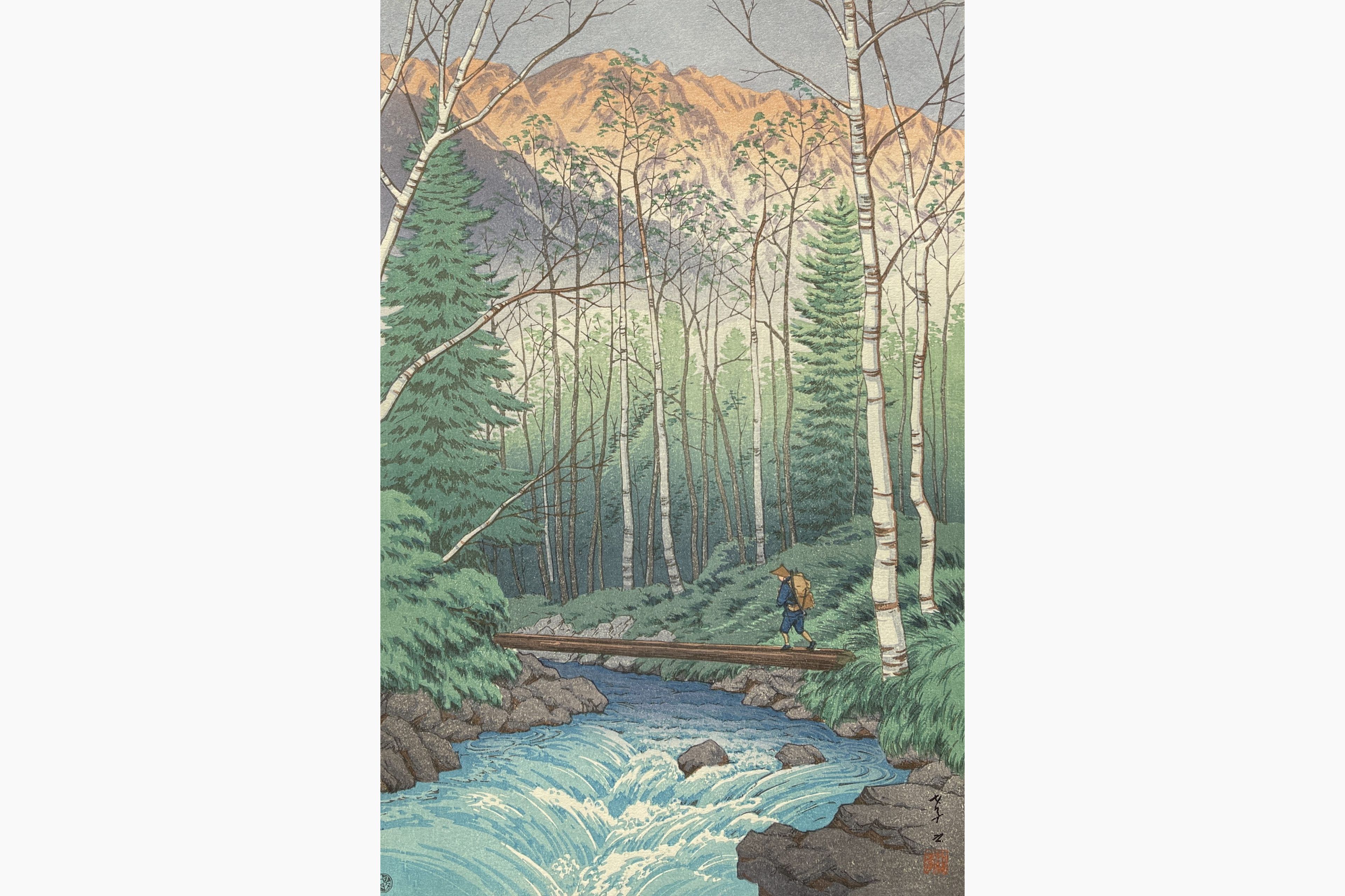 Original woodblock print - Ito Takashi - Take River at Dawn