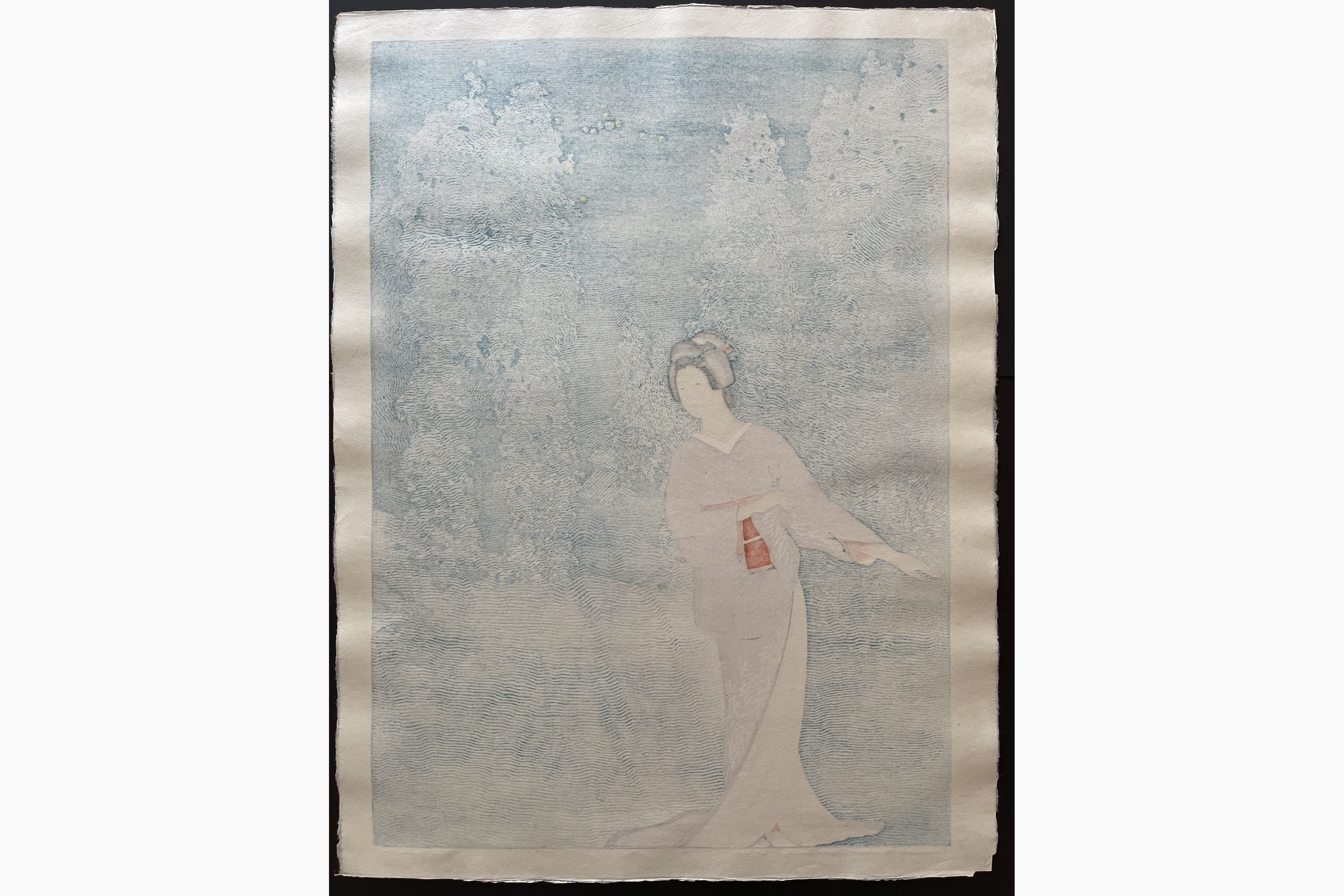 Japanese print - Toshi Yoshida - Komako's Reverie: Snow Country