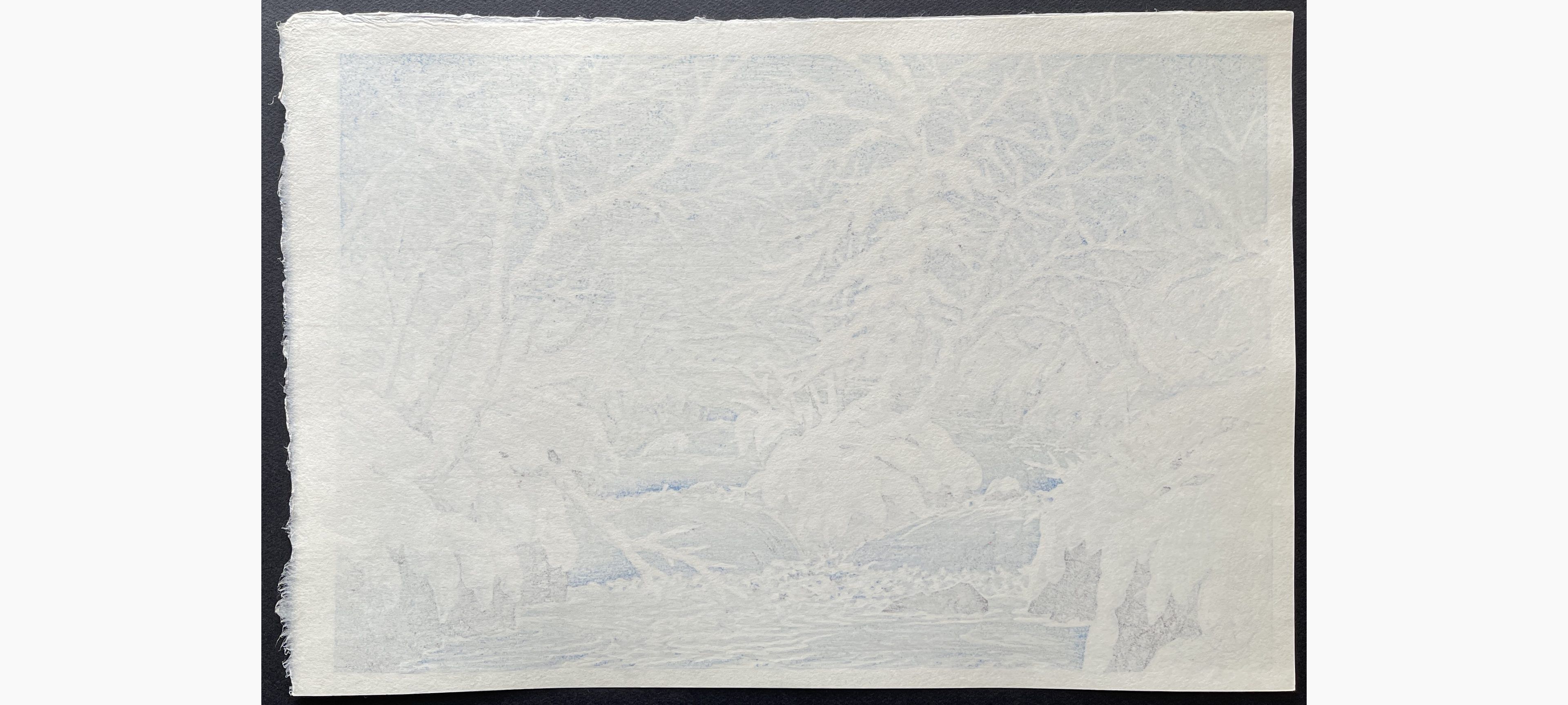 Japanese print - Ito Takashi - Remaining Snow in Oirase