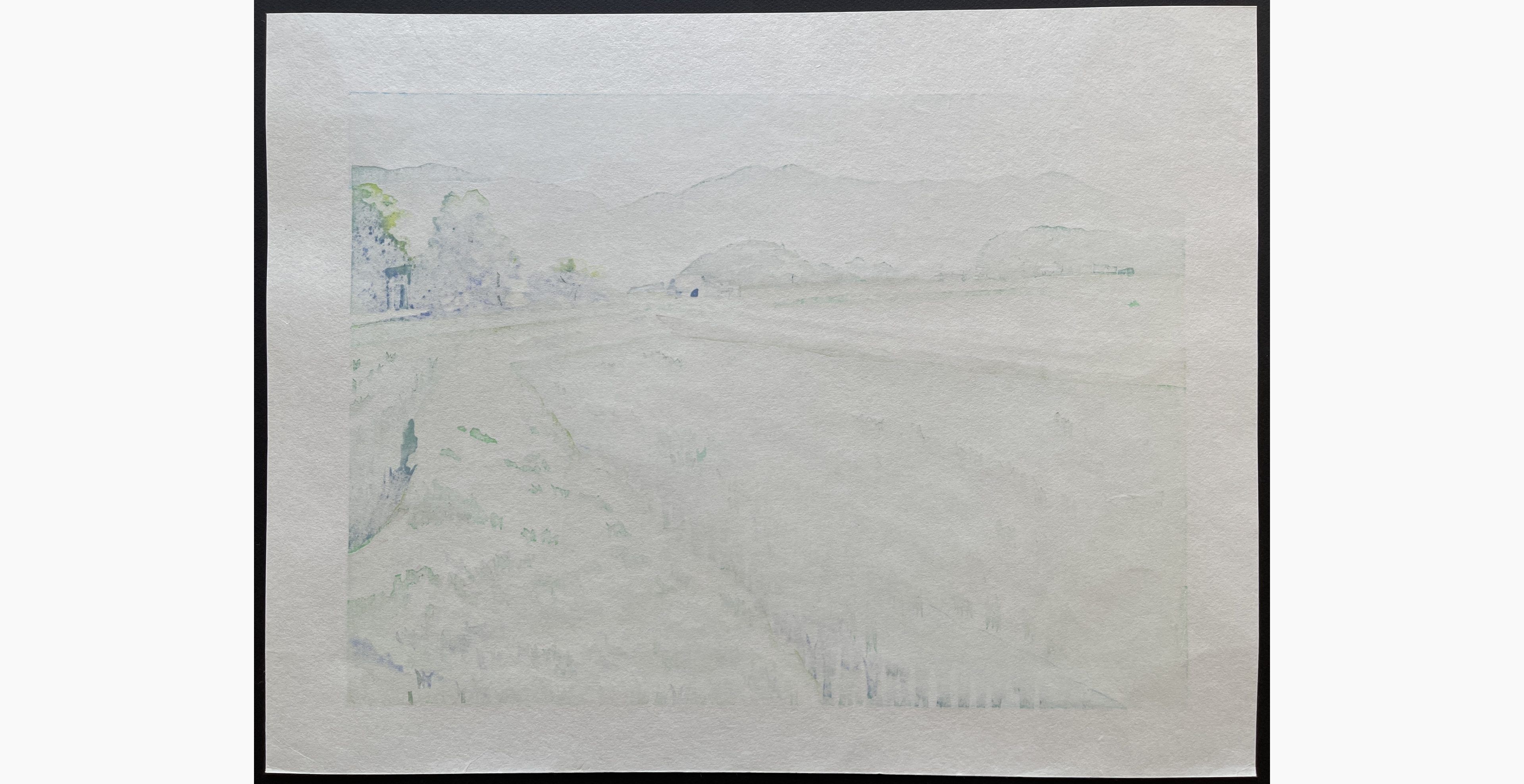 Japanese print - Junichi Mibugawa - Spring Breeze over a Rice Field