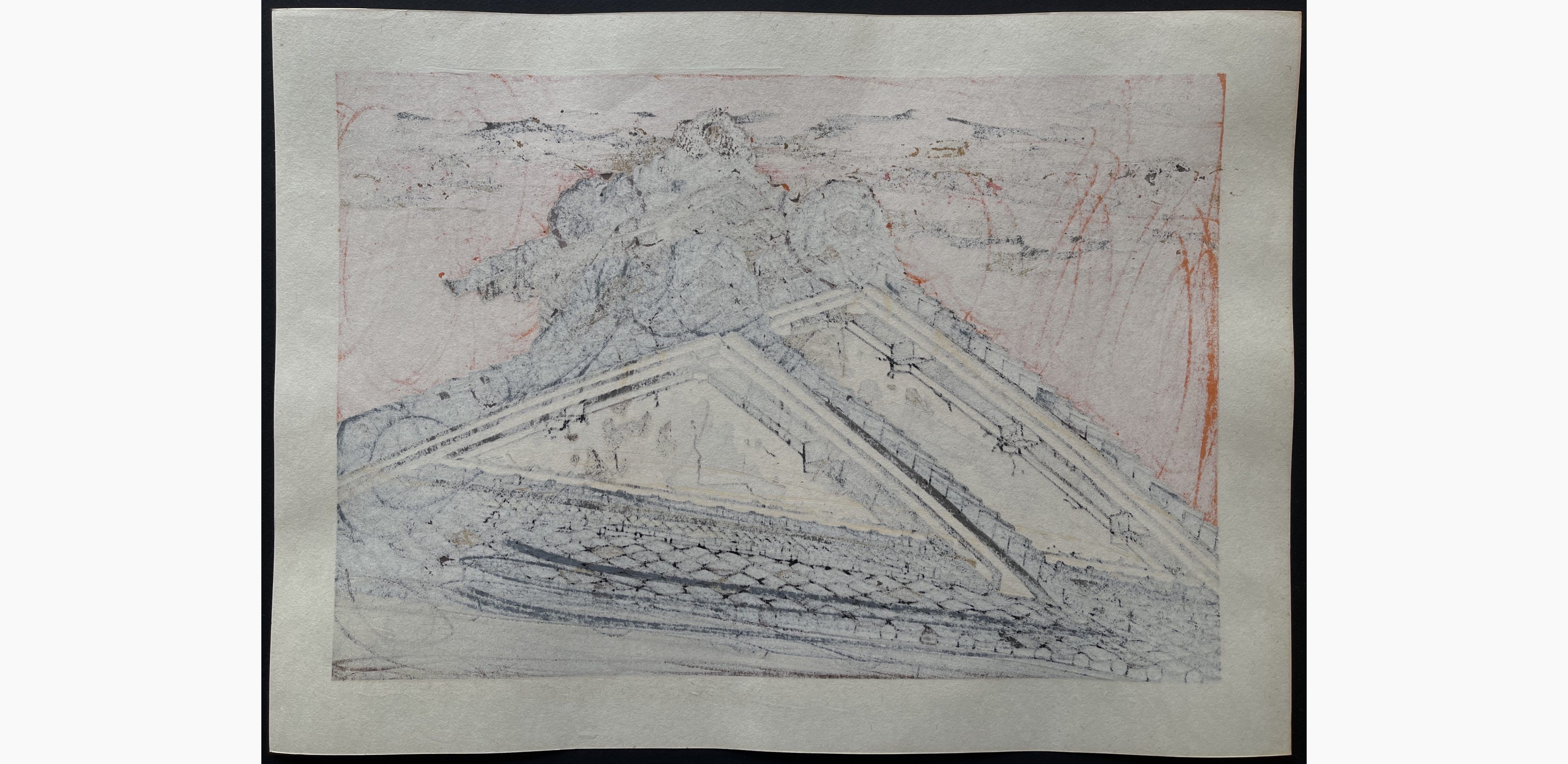 Japanese print - Nishijima Katsuyuki - Houses in Shimotoba