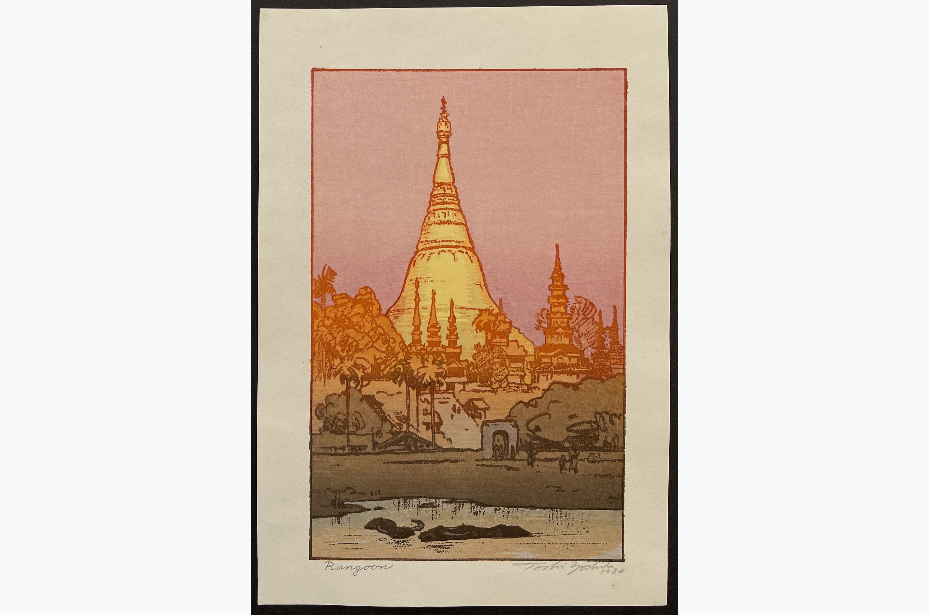 Japanese woodblock print - Toshi Yoshida - Rangoon