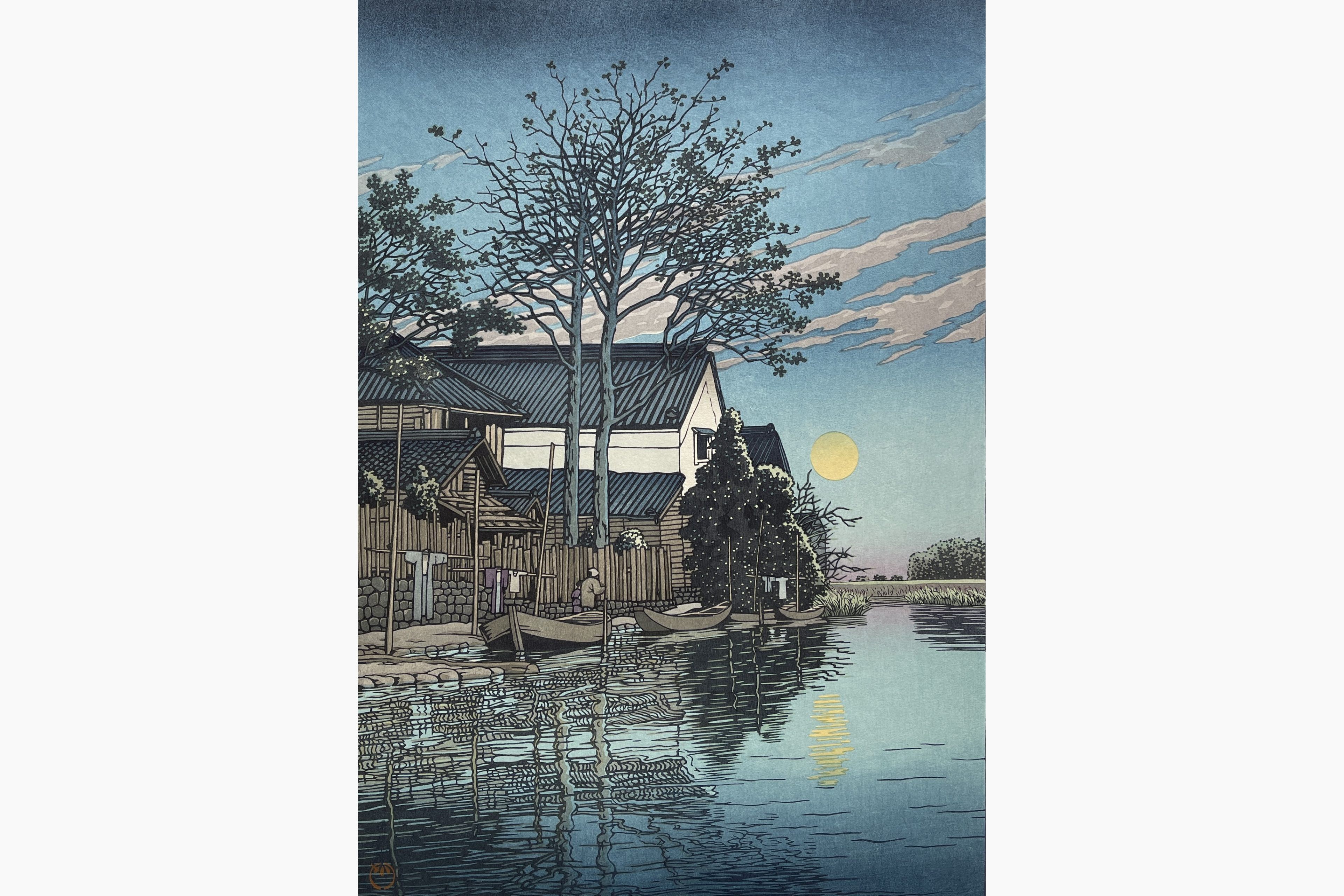 Original woodblock print - Kawase Hasui - Evening at Itako