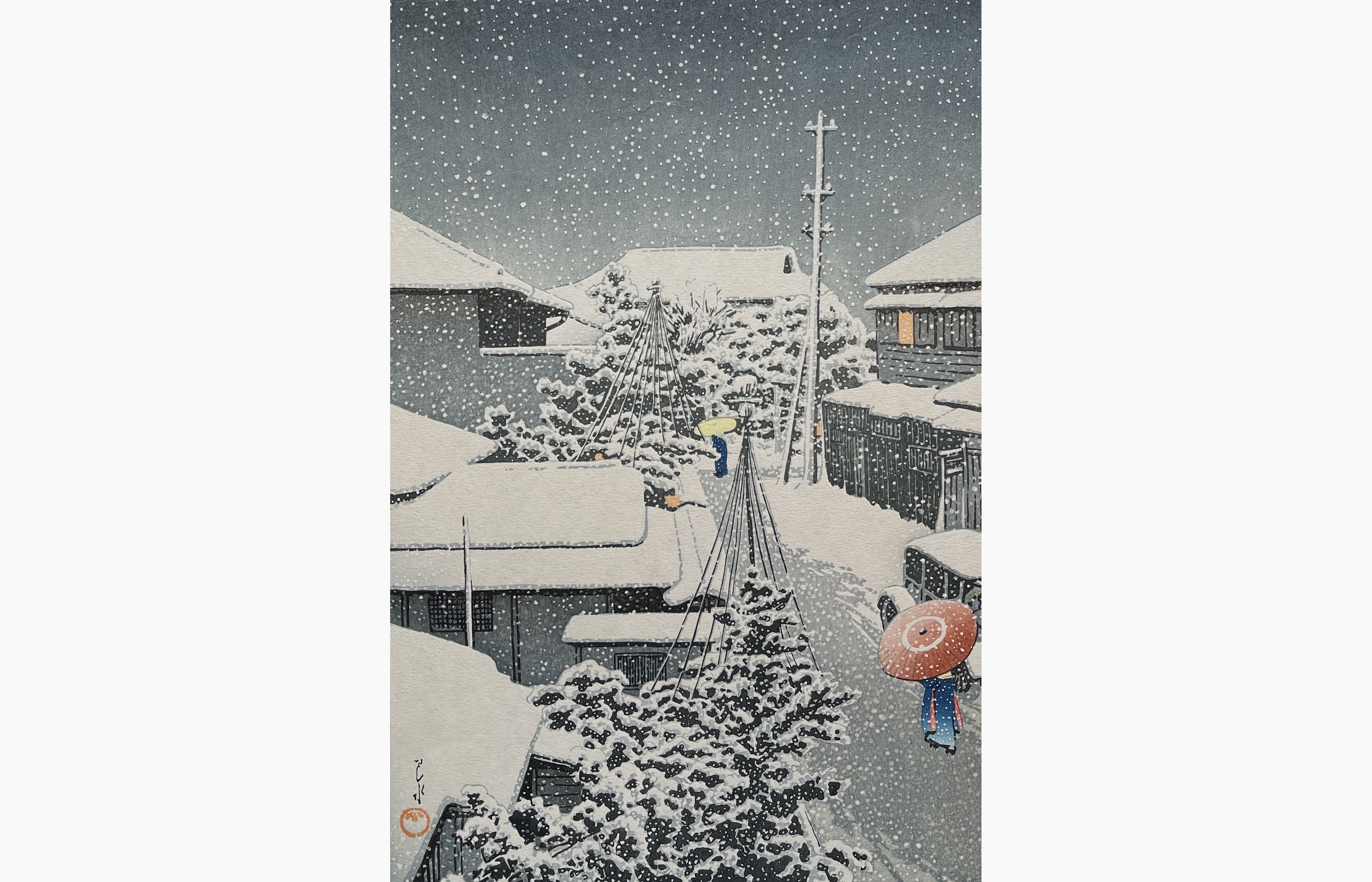 Original woodblock print - Kawase Hasui - Snow at Daichi