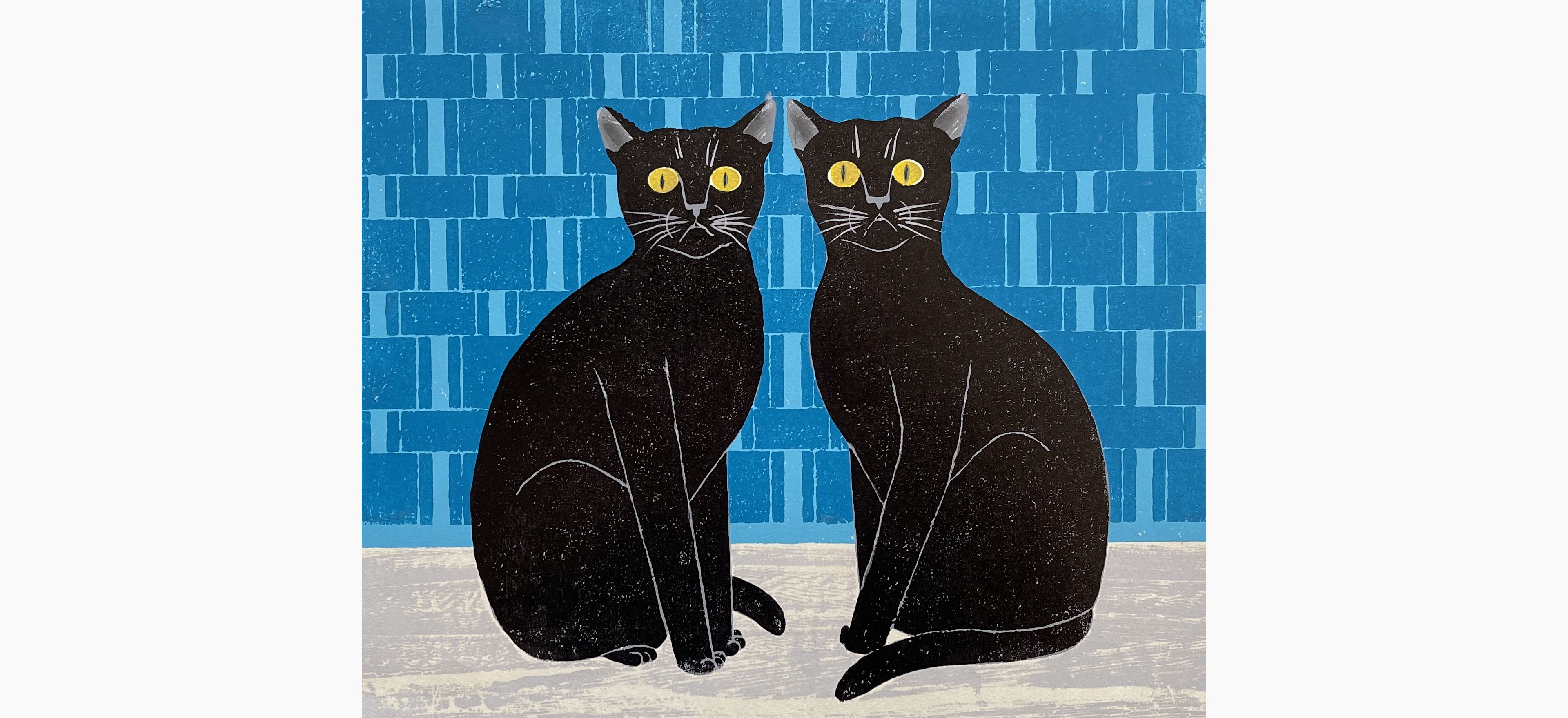 Original woodblock print - Nishida Tadashige - Brothers 5 - Black Cats