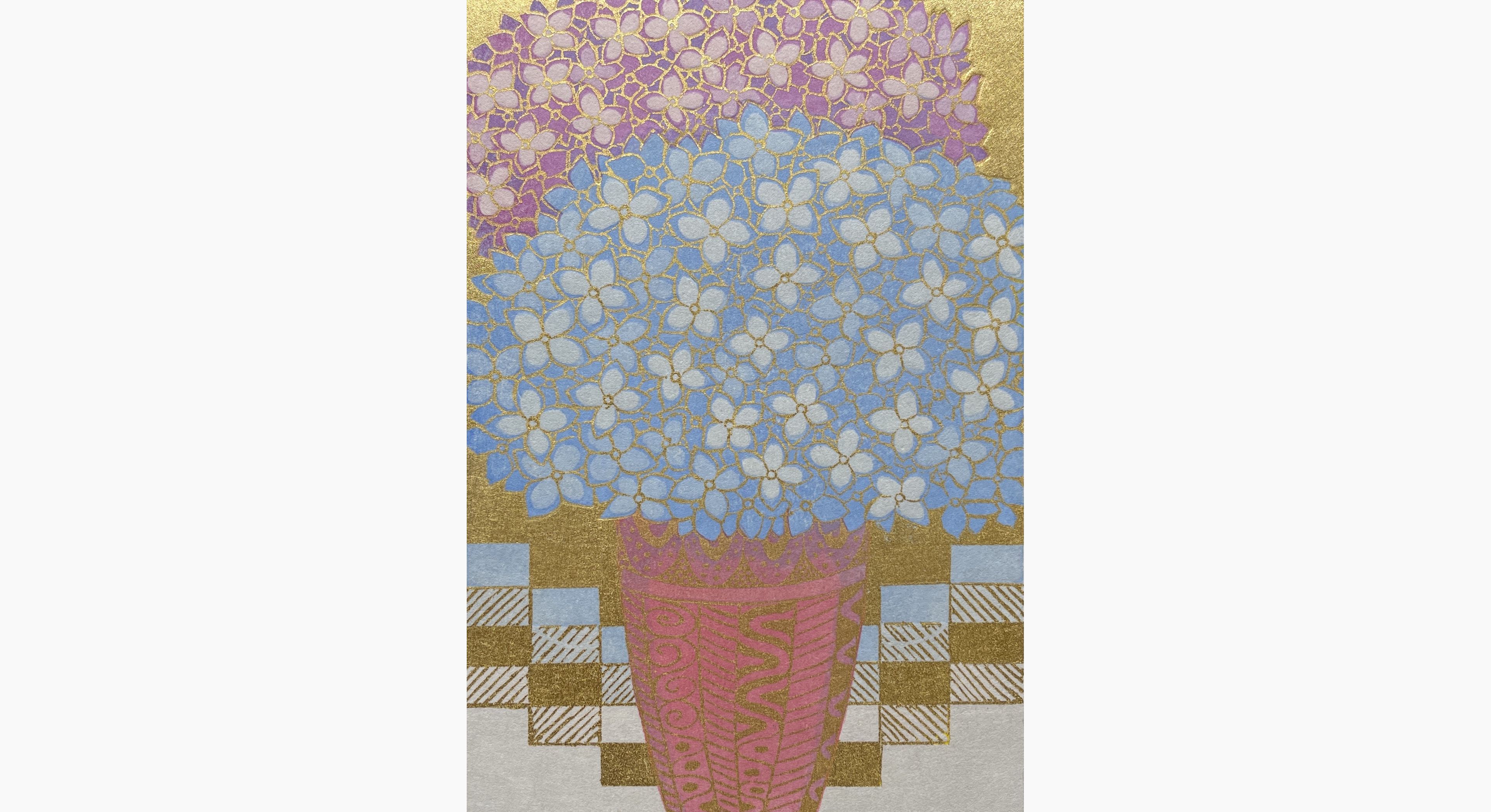 Original woodblock print - Yosaku Sekino - Ajisai