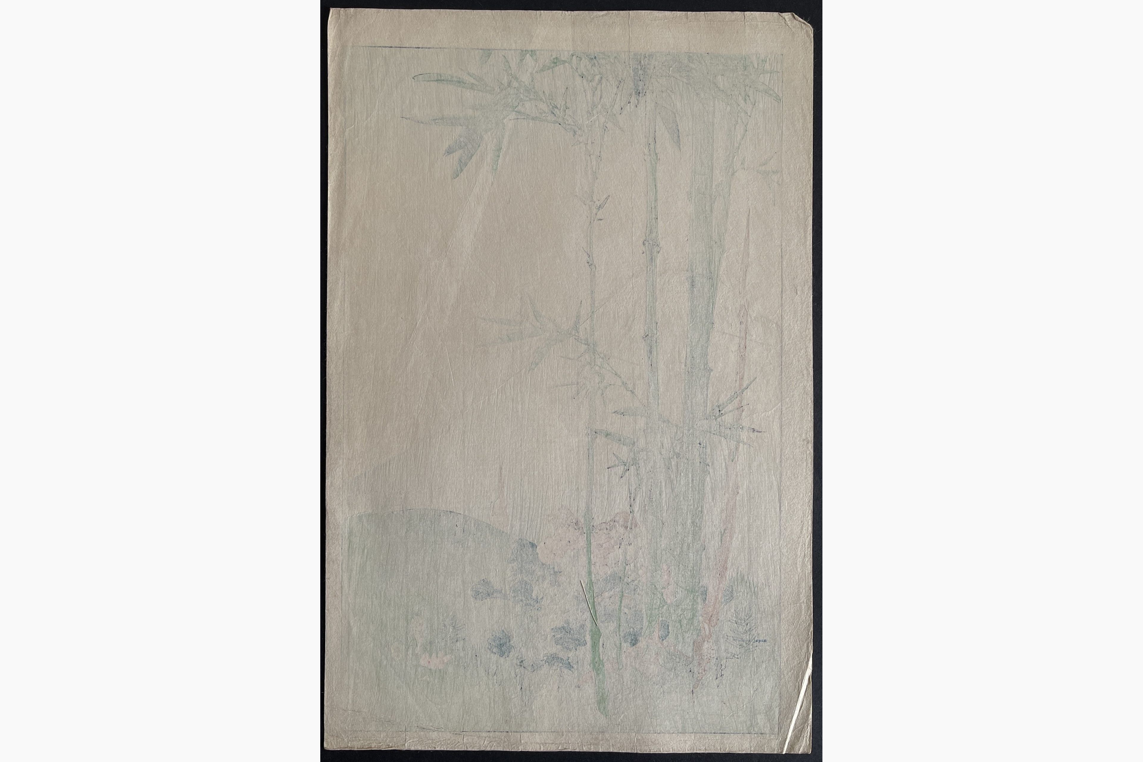 Japanese print - Gesso Yoshimoto - Sparrow and Bamboo