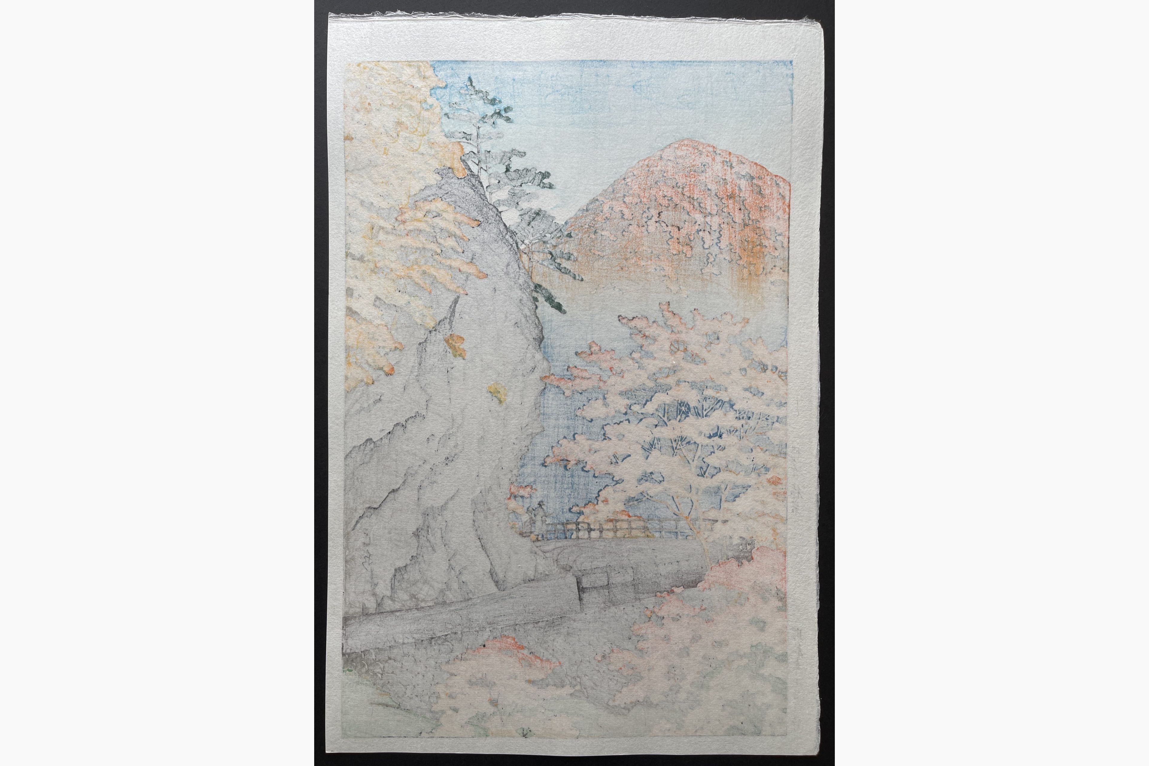 Japanese print - Kawase Hasui - Saru Crag, Shiobara