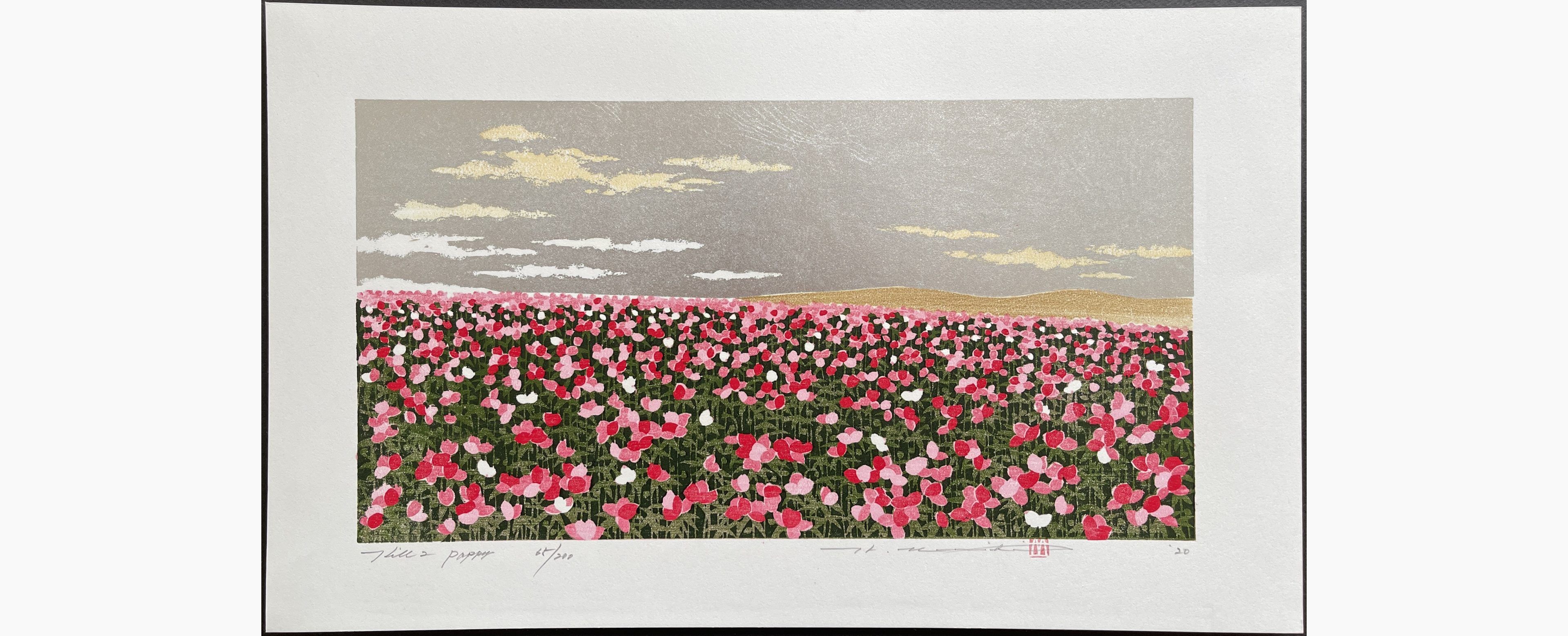 Japanese woodblock print - Hajime Namiki - Hill-2 Poppy